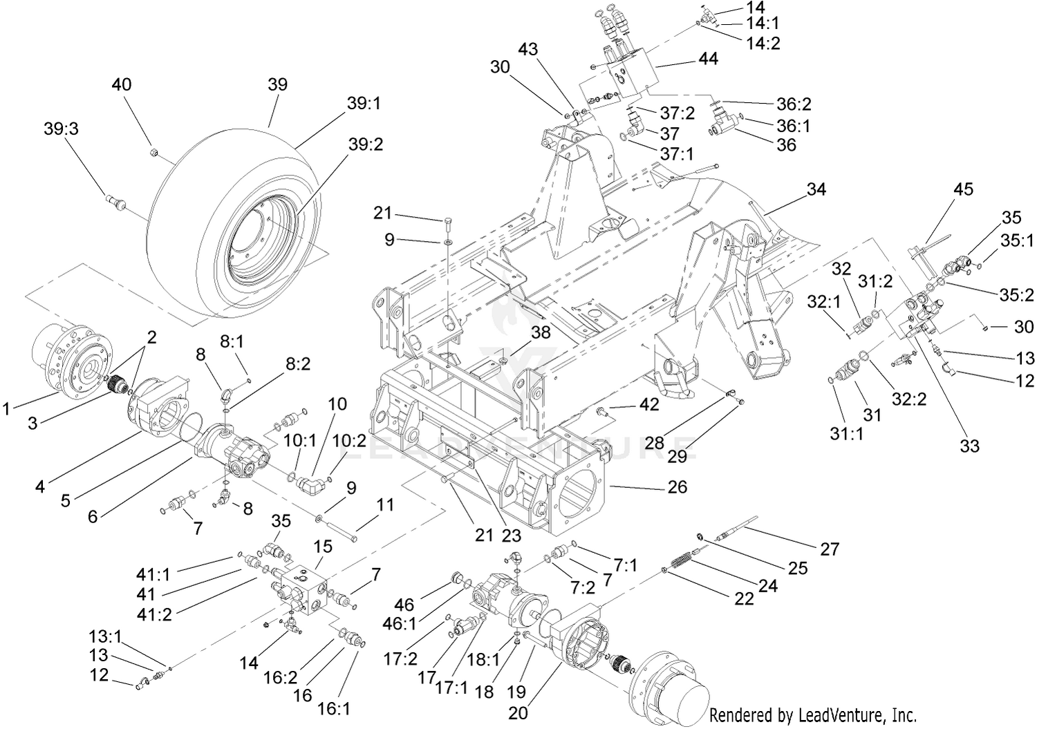 Planetary, Brake and Tire Assembly