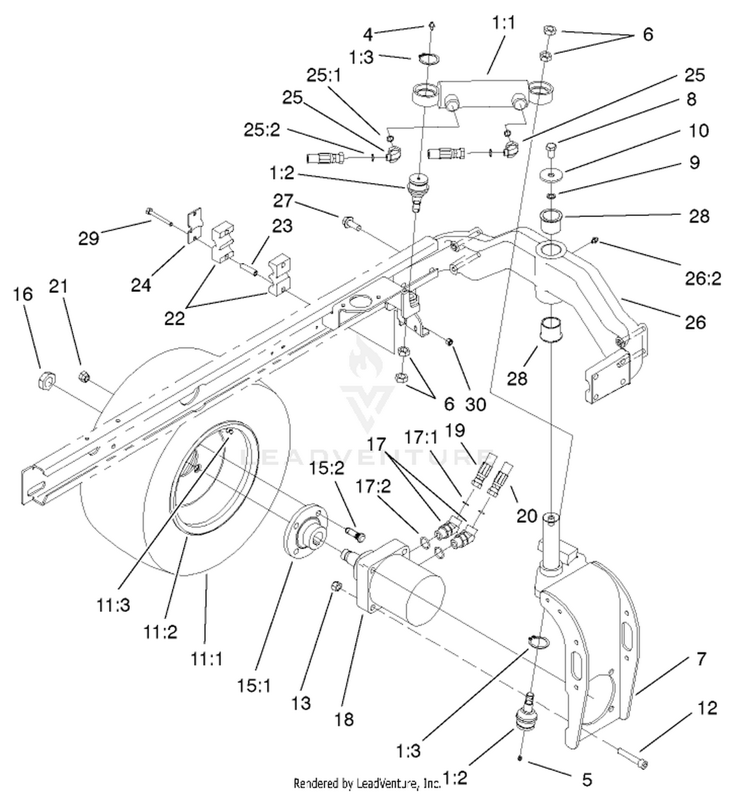 Rear Fork And Tire Assembly