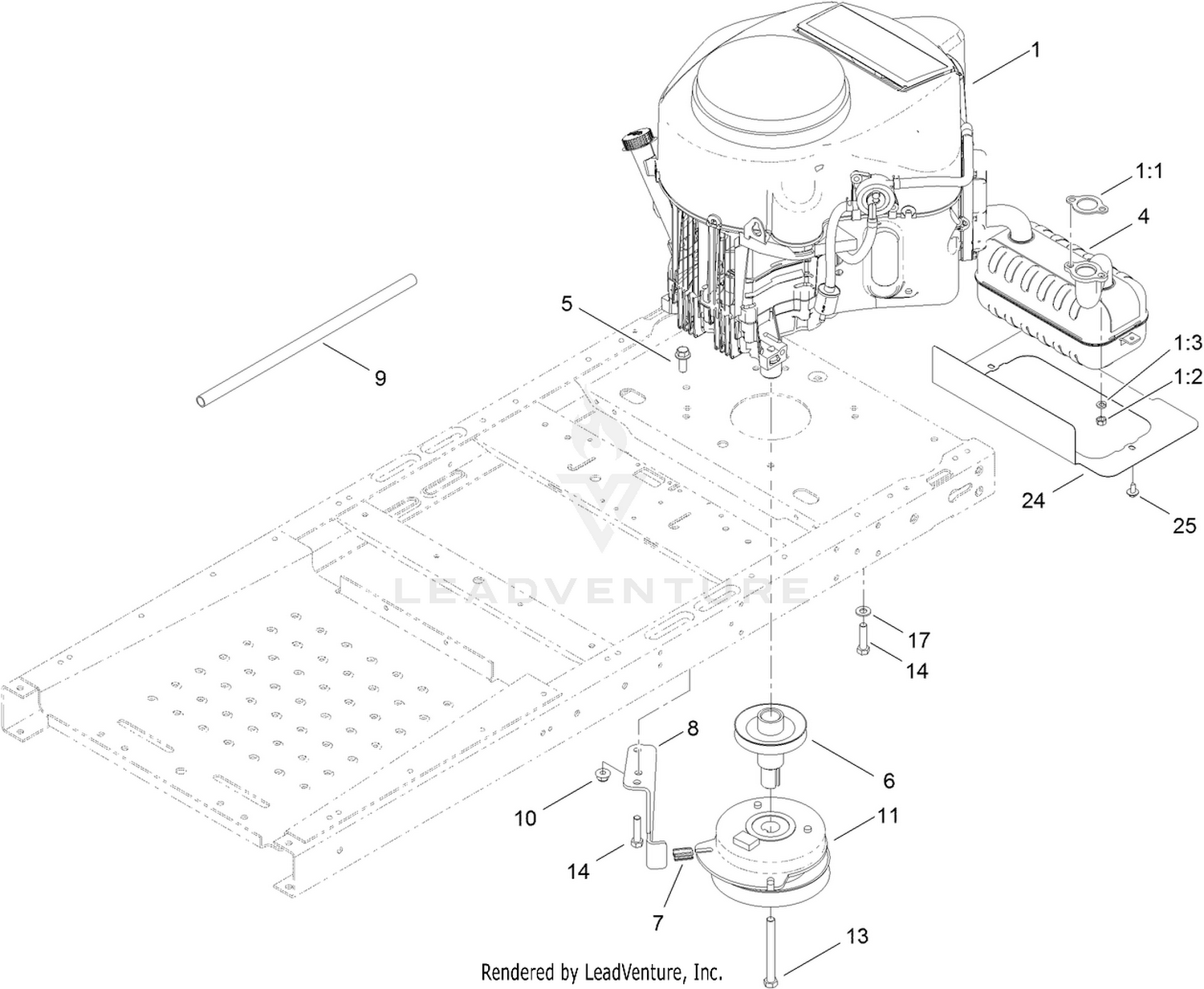 Engine, Muffler and Clutch Assembly