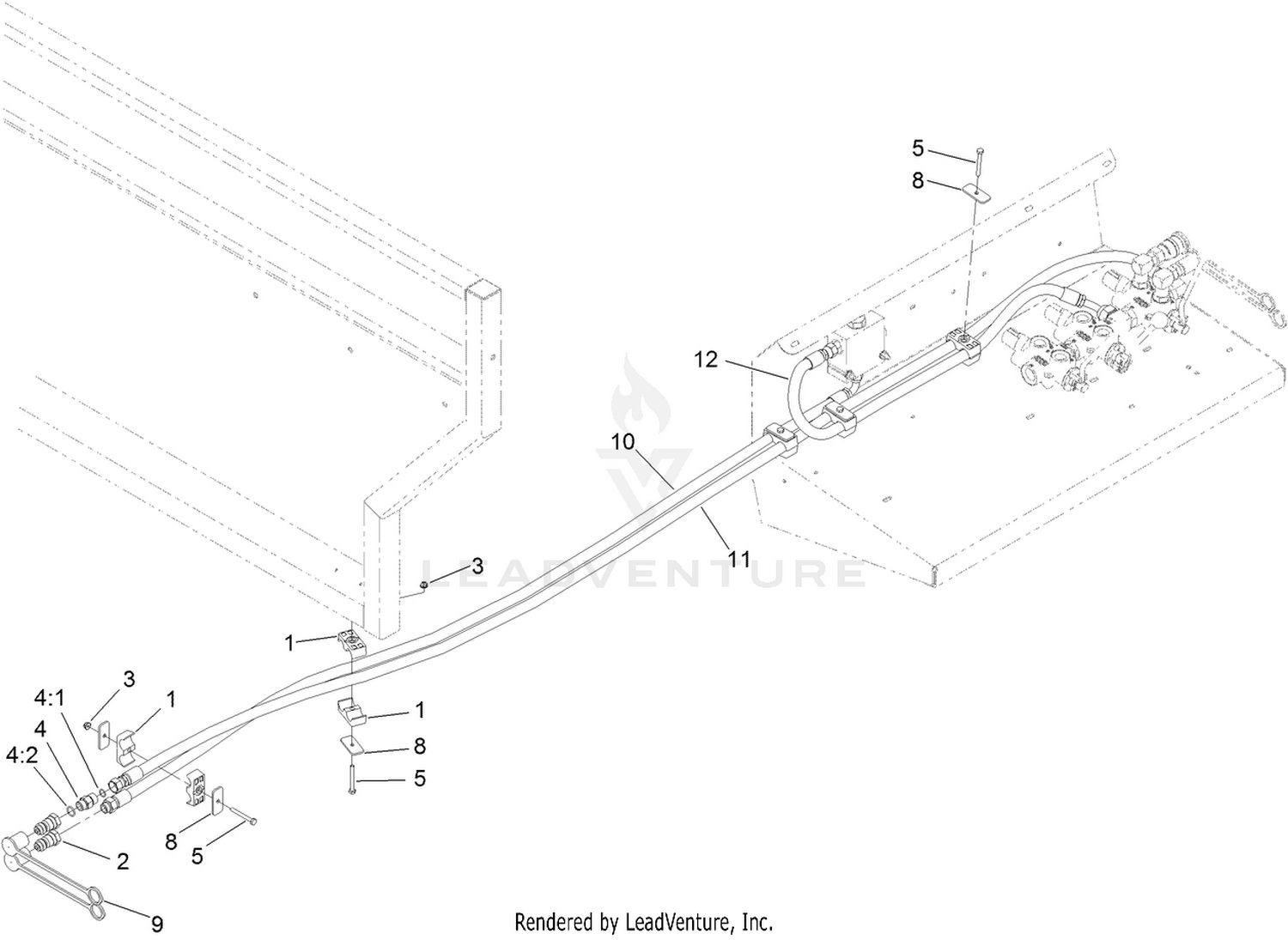 Hydraulic Hose and Clamp Assembly