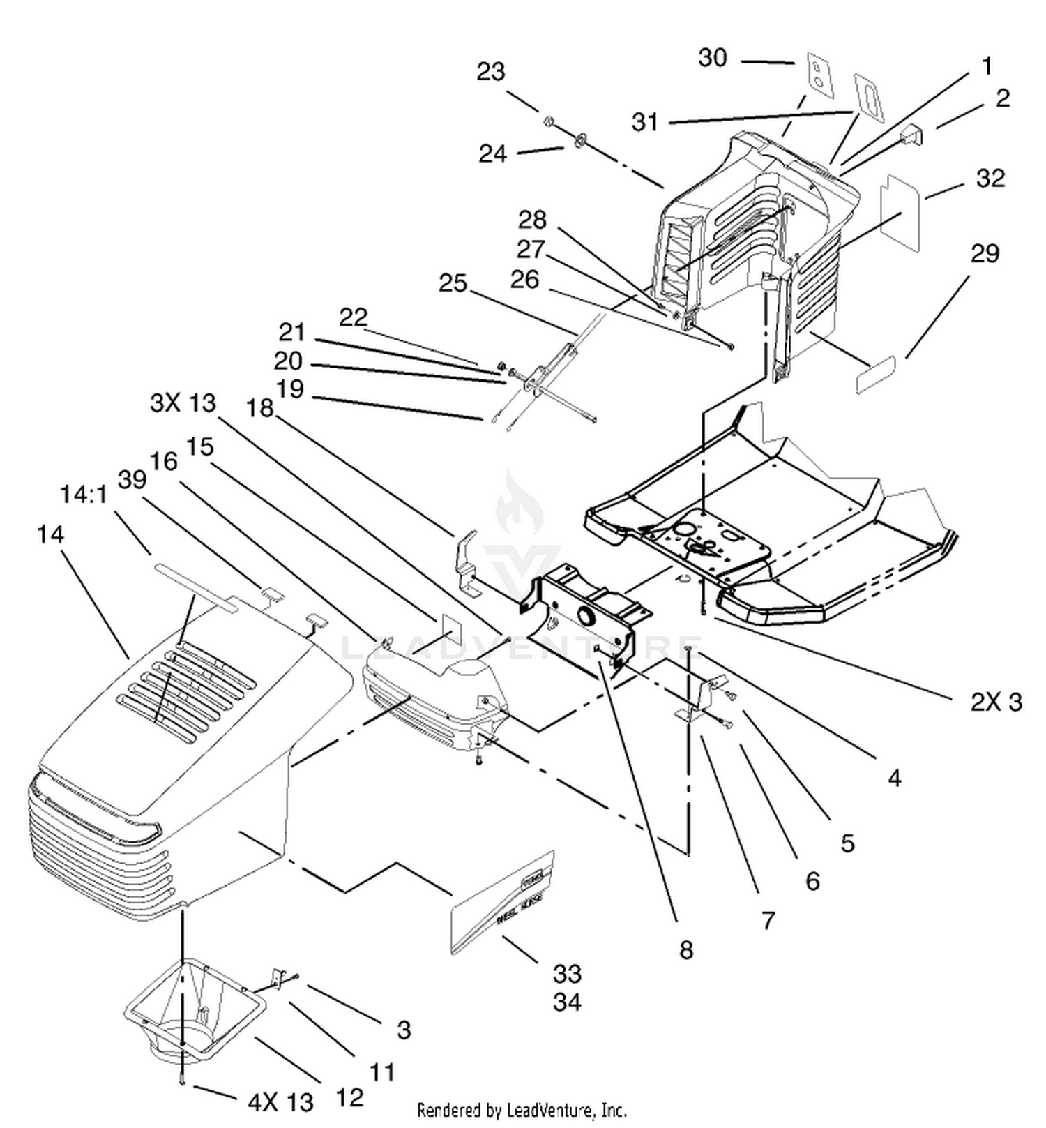 Hood and Tower Assembly