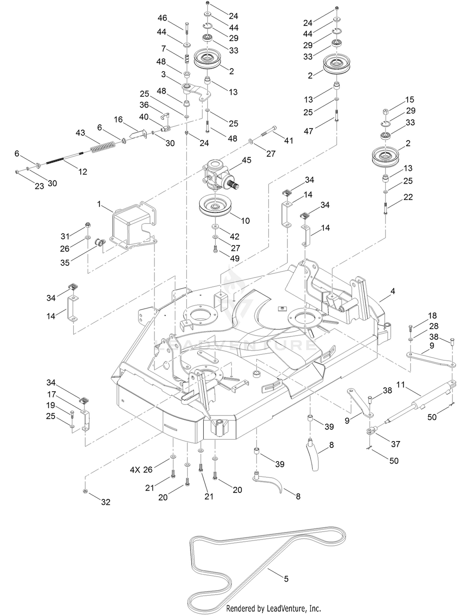 132 cm Cutting Deck Belt and Idlers Assembly