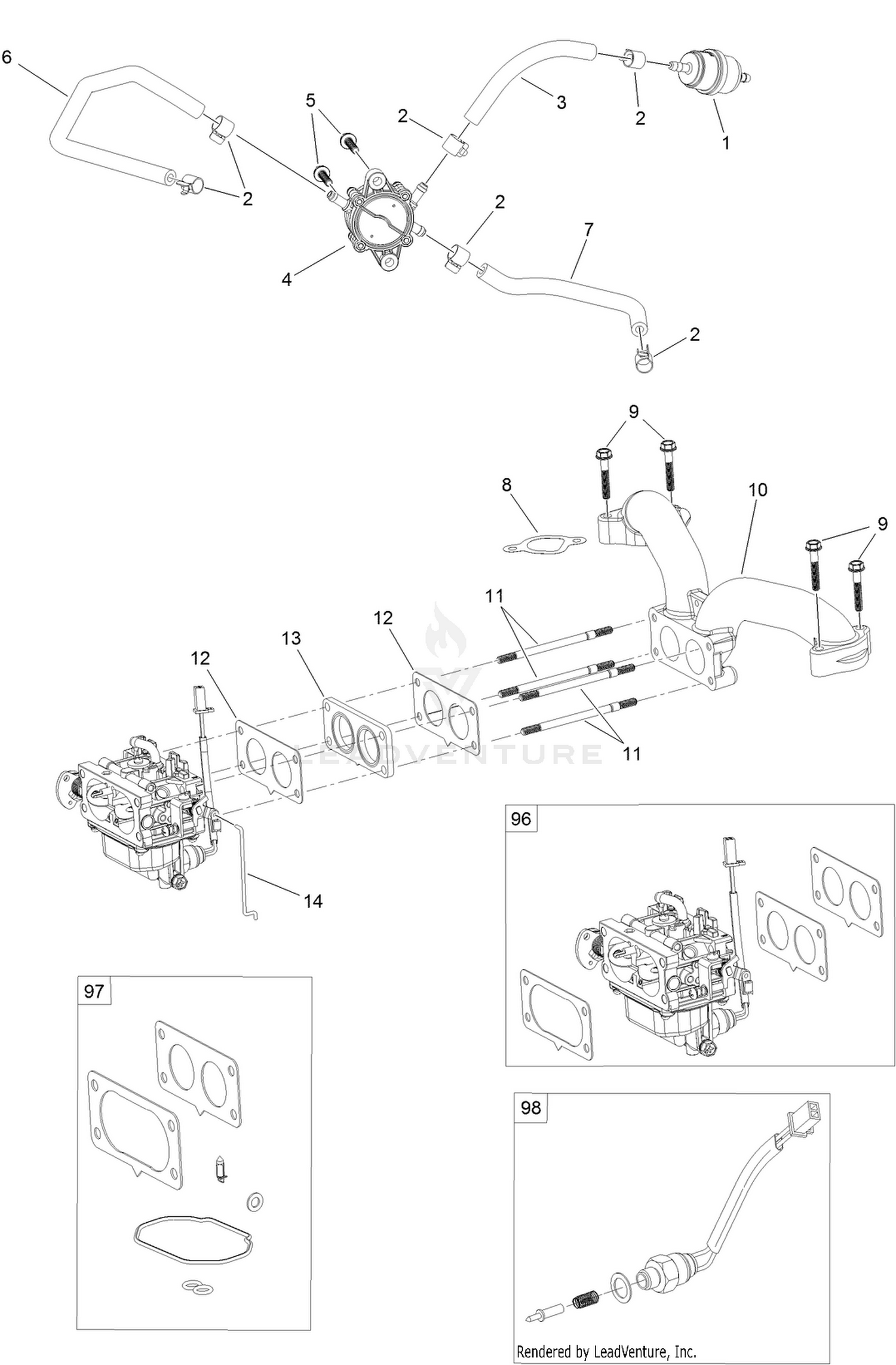 Fuel System Assembly  Engine Assembly No. 127-9041
