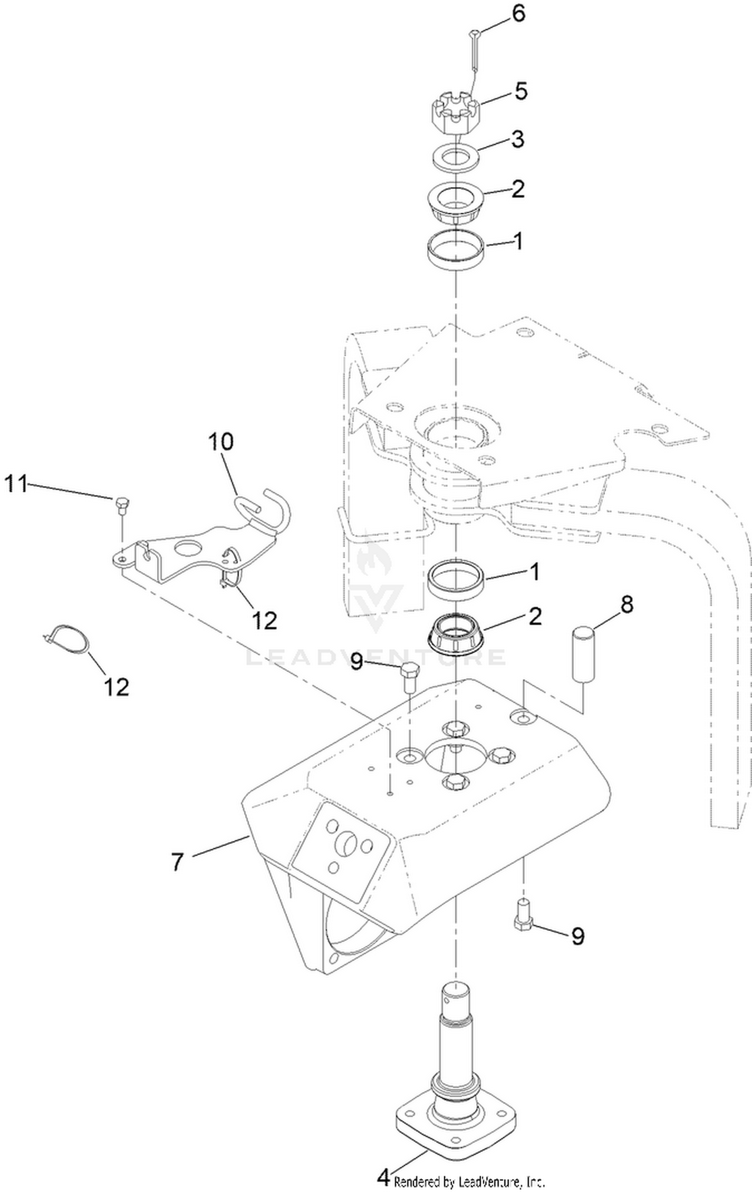 Steering Spindle and Arm Assembly
