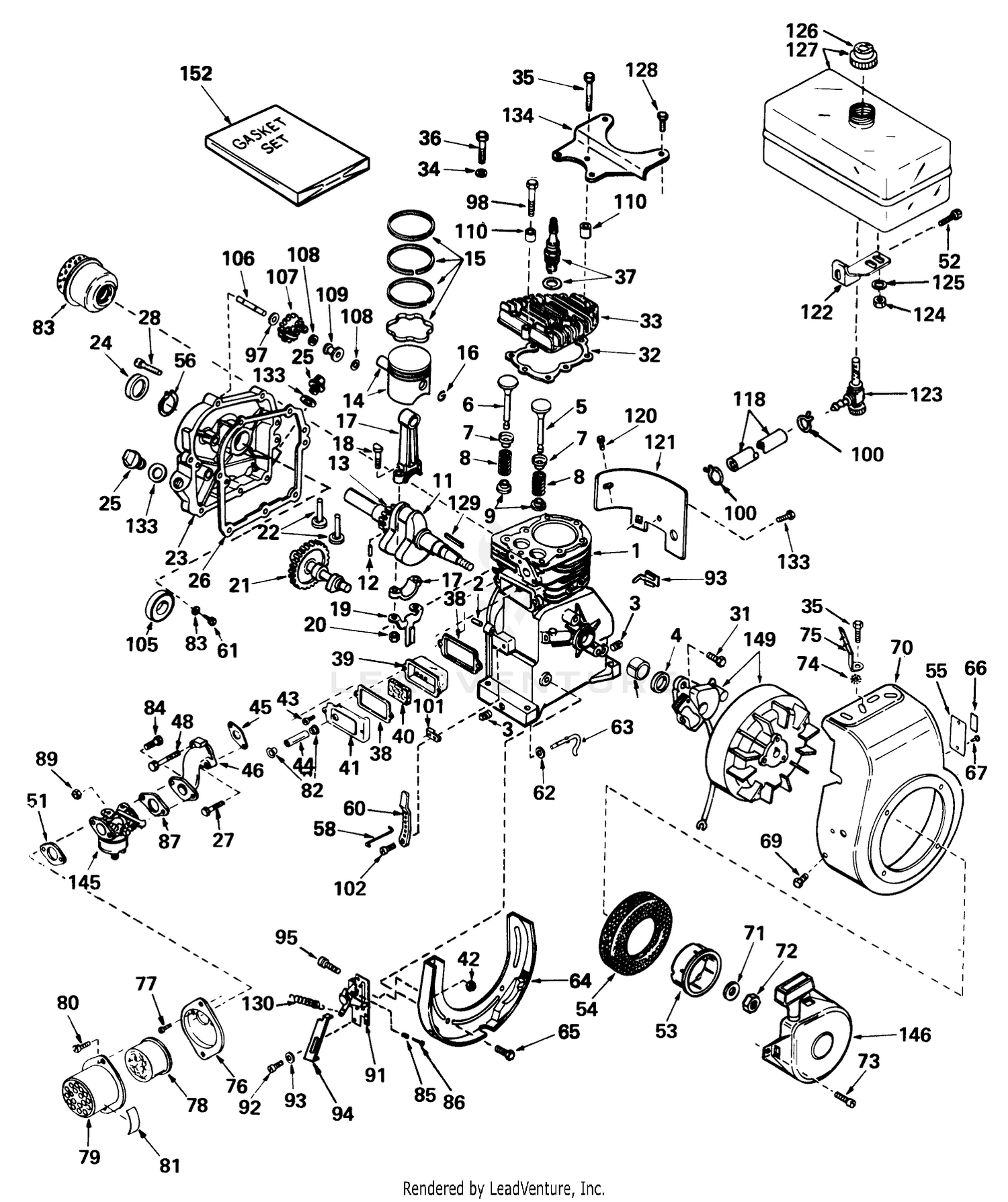 Engine Tecumseh Model No. H30-35181j (model No. 04116)