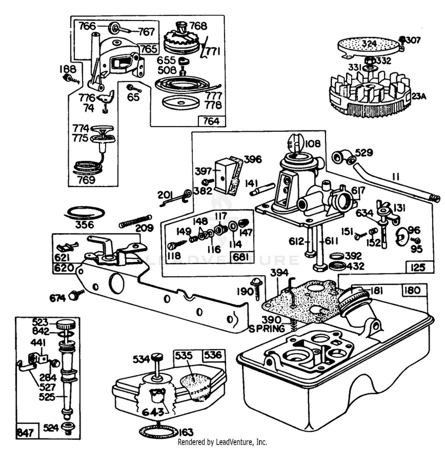 Briggs  Stratton Engine Model No. 92908-2059-01, 21" Self Propelled (model 16870)