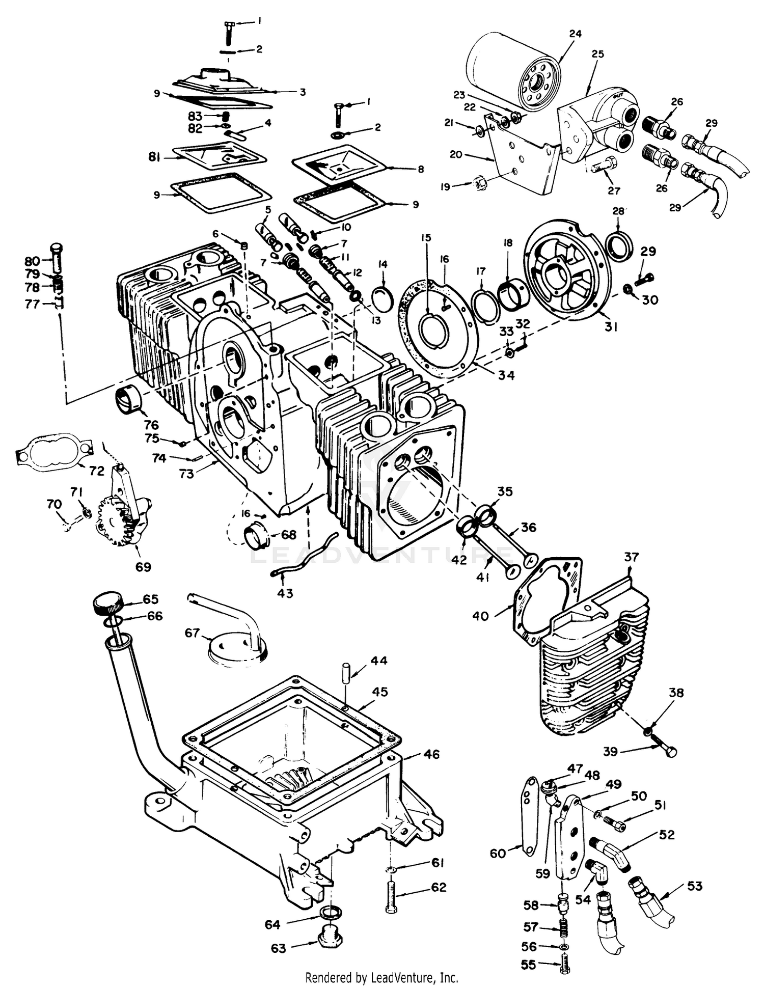 Engine, Onan Model No. B48g-Ga020 Type No. 4139e Cylinder Block And Oil System