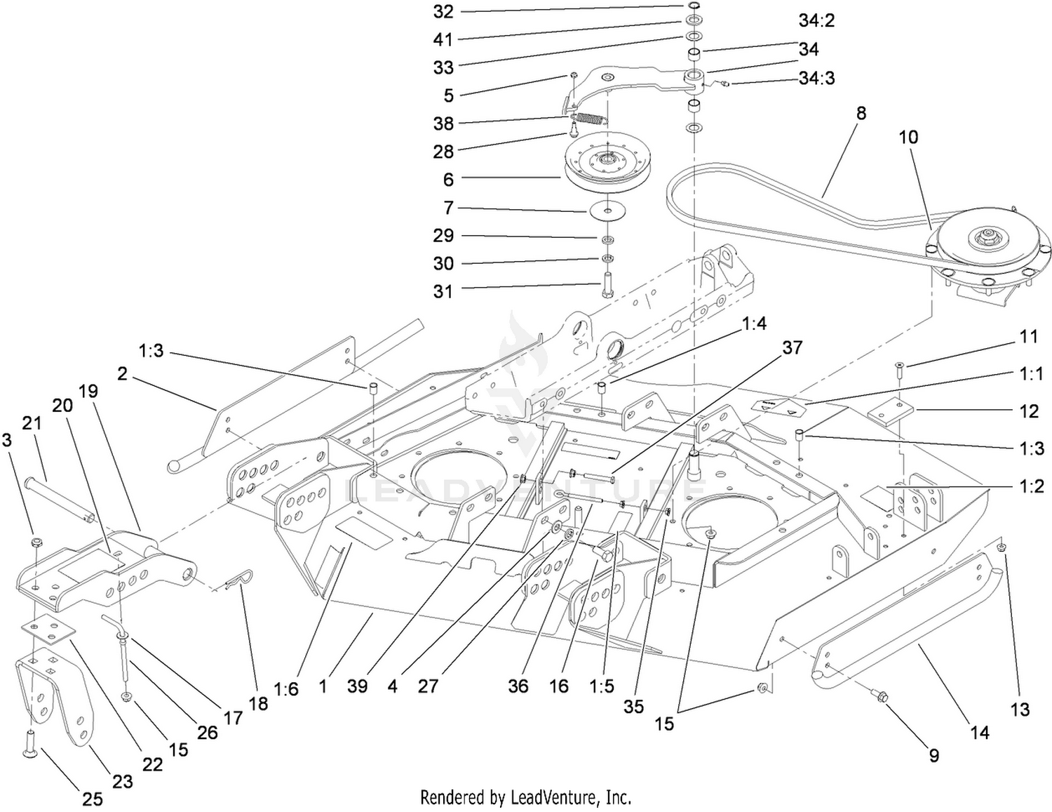Right Hand Deck, Idler and Skid Assembly