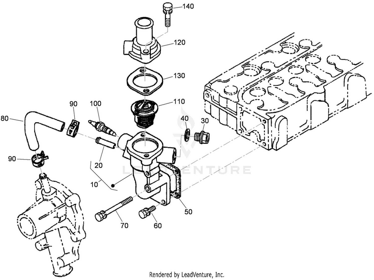 Water Flange and Thermostat Assembly