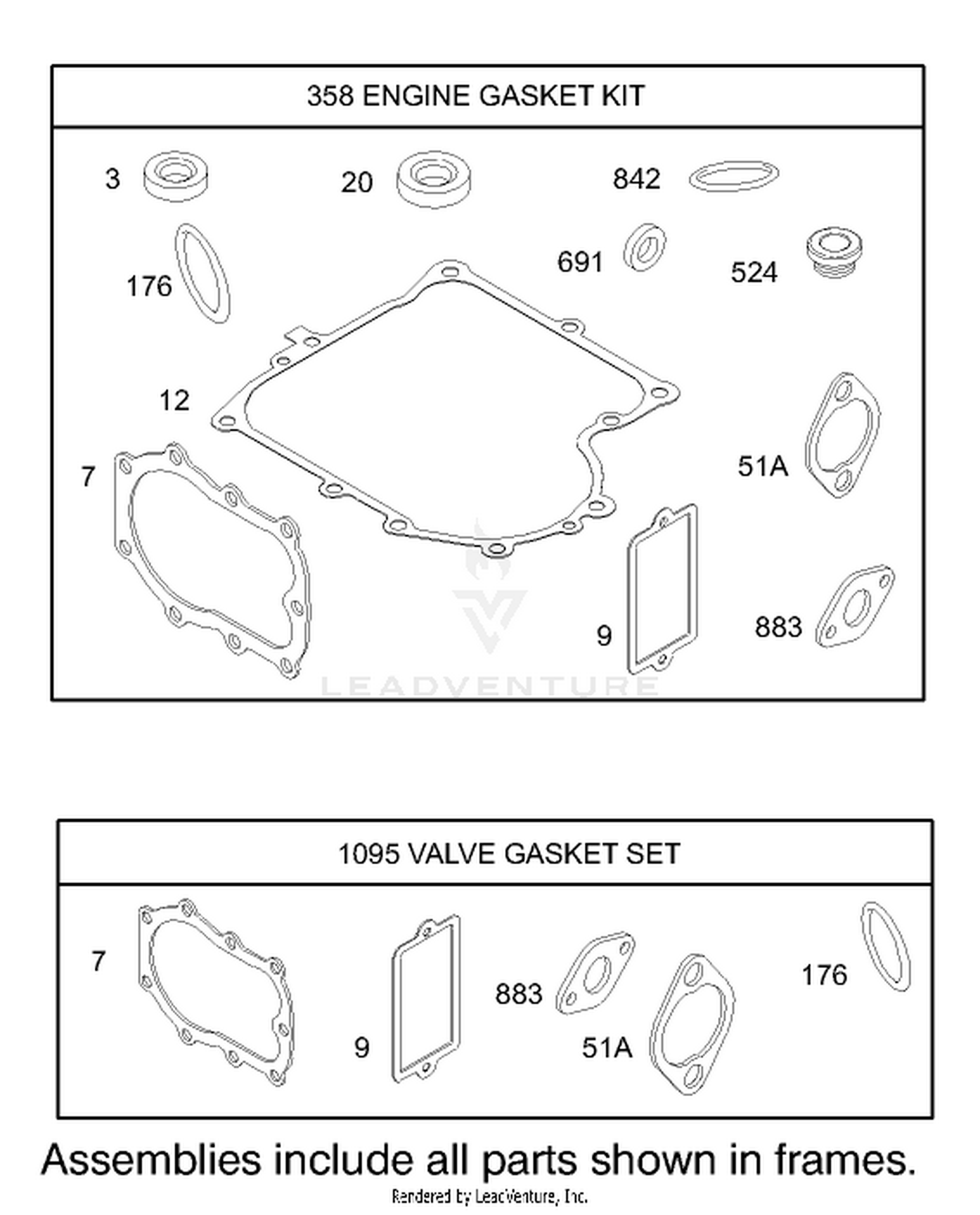 Gasket Assembly Engine Briggs and Stratton Model 28M707-1127-E1