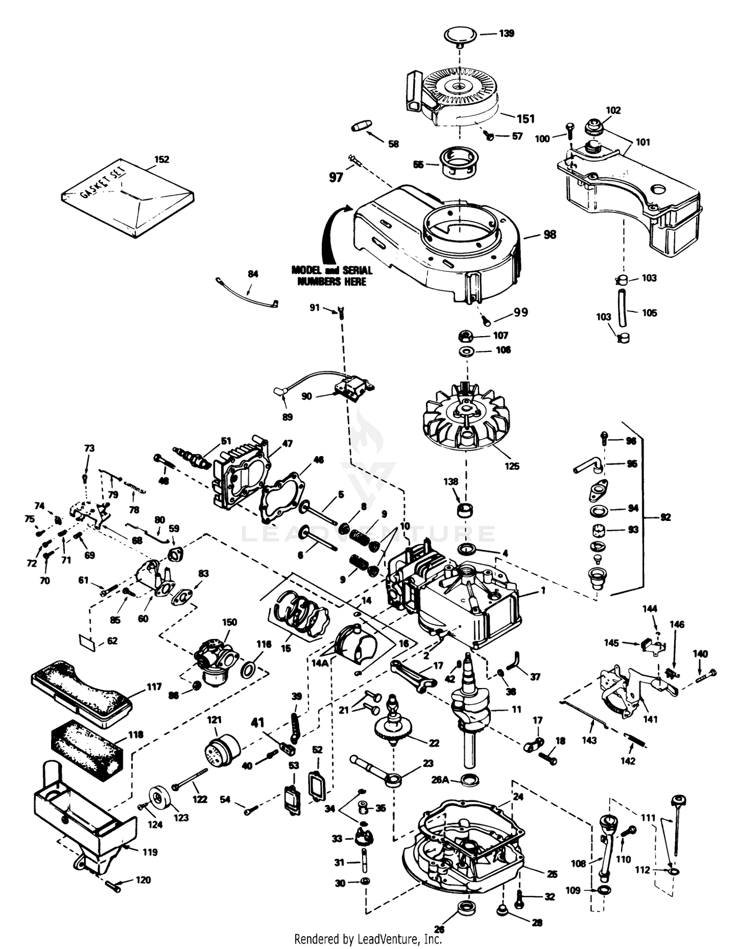 Engine Tecumseh Model No. Tvs100-44011a