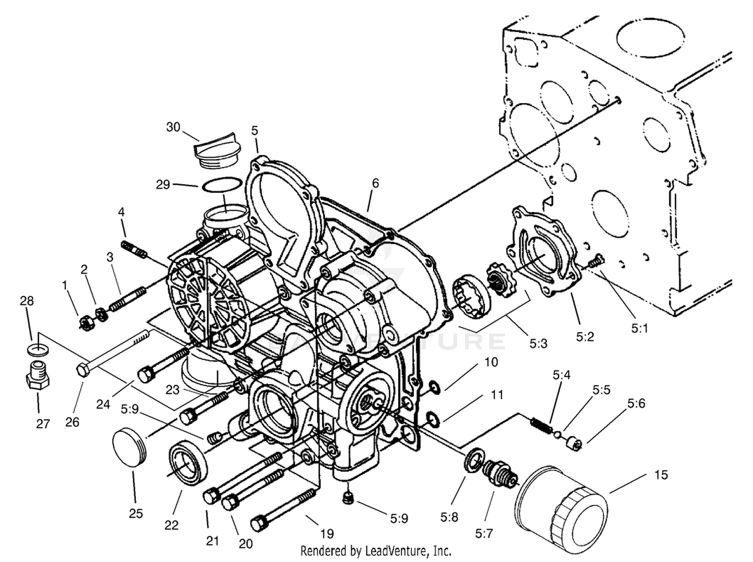 Gear Case and Oil Filter Assembly