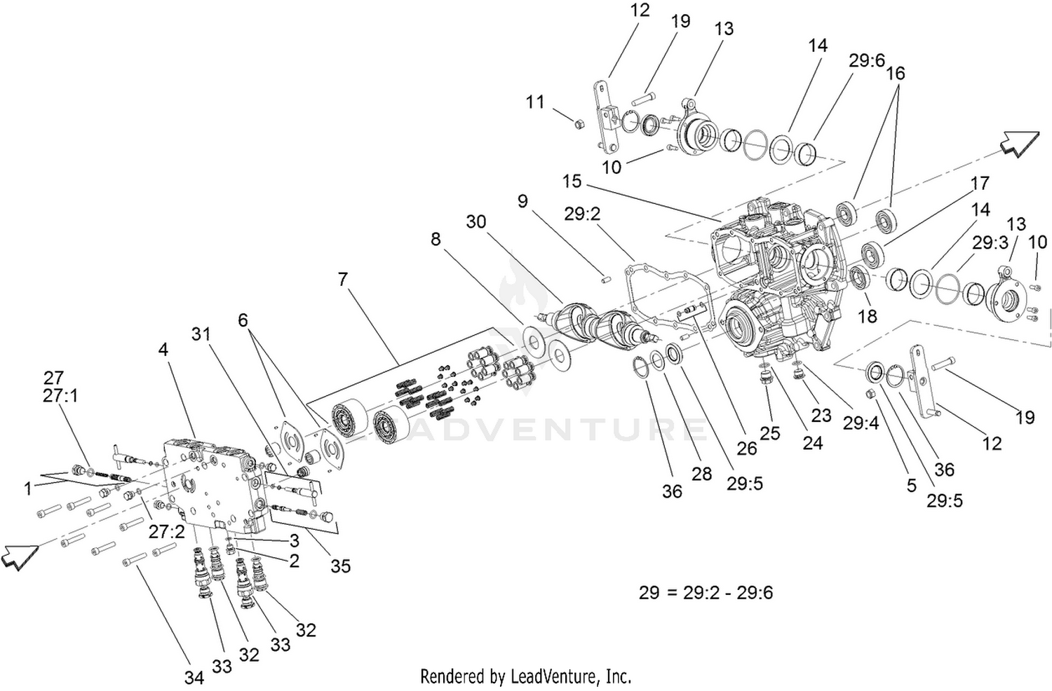 Center Section Assembly  Transmission Assembly No. 121-3370