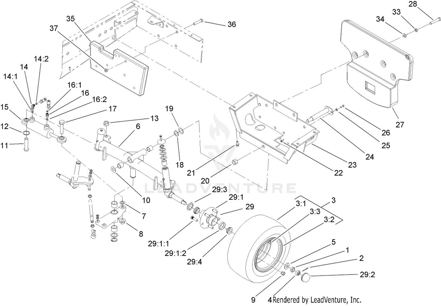 Rear Axle and Tire Assembly