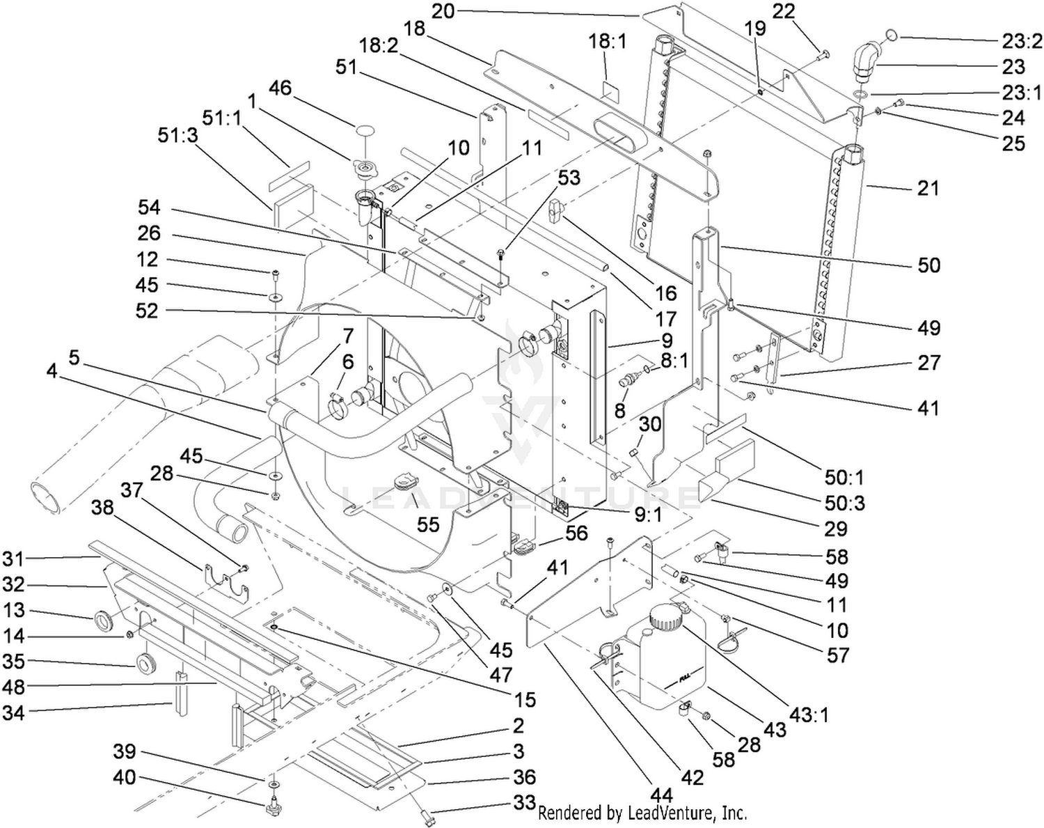 Radiator, Oil Cooler and Support Assembly