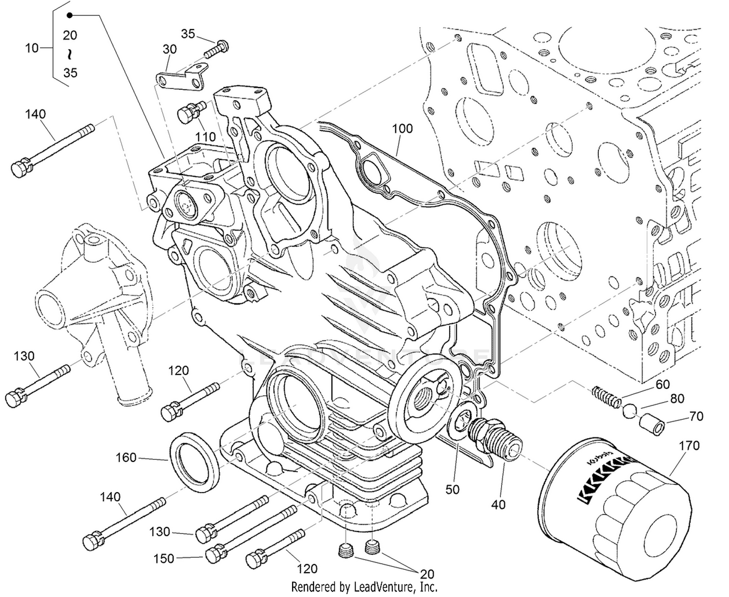 Gear Case and Oil Filter Cartridge Assembly