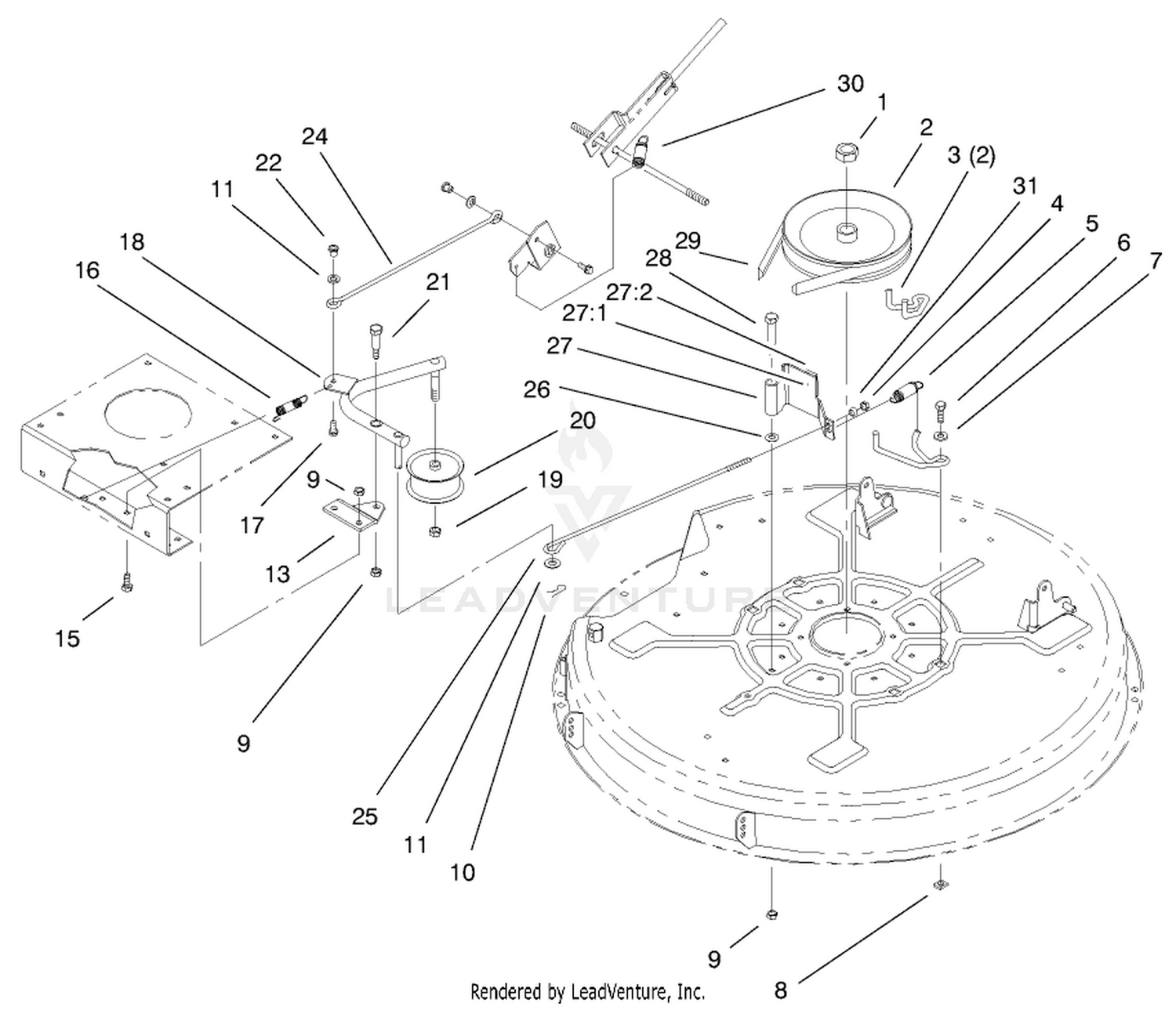 32" Deck Blade Drive  Braking Components Assembly