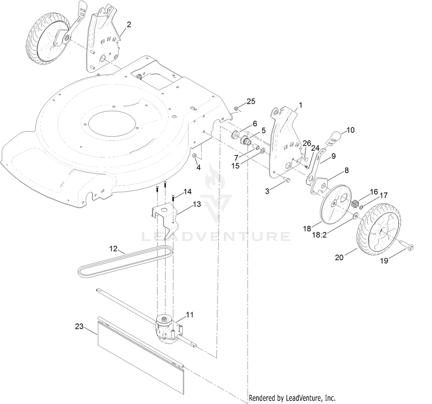 Transmission and Rear Wheel Drive Assembly
