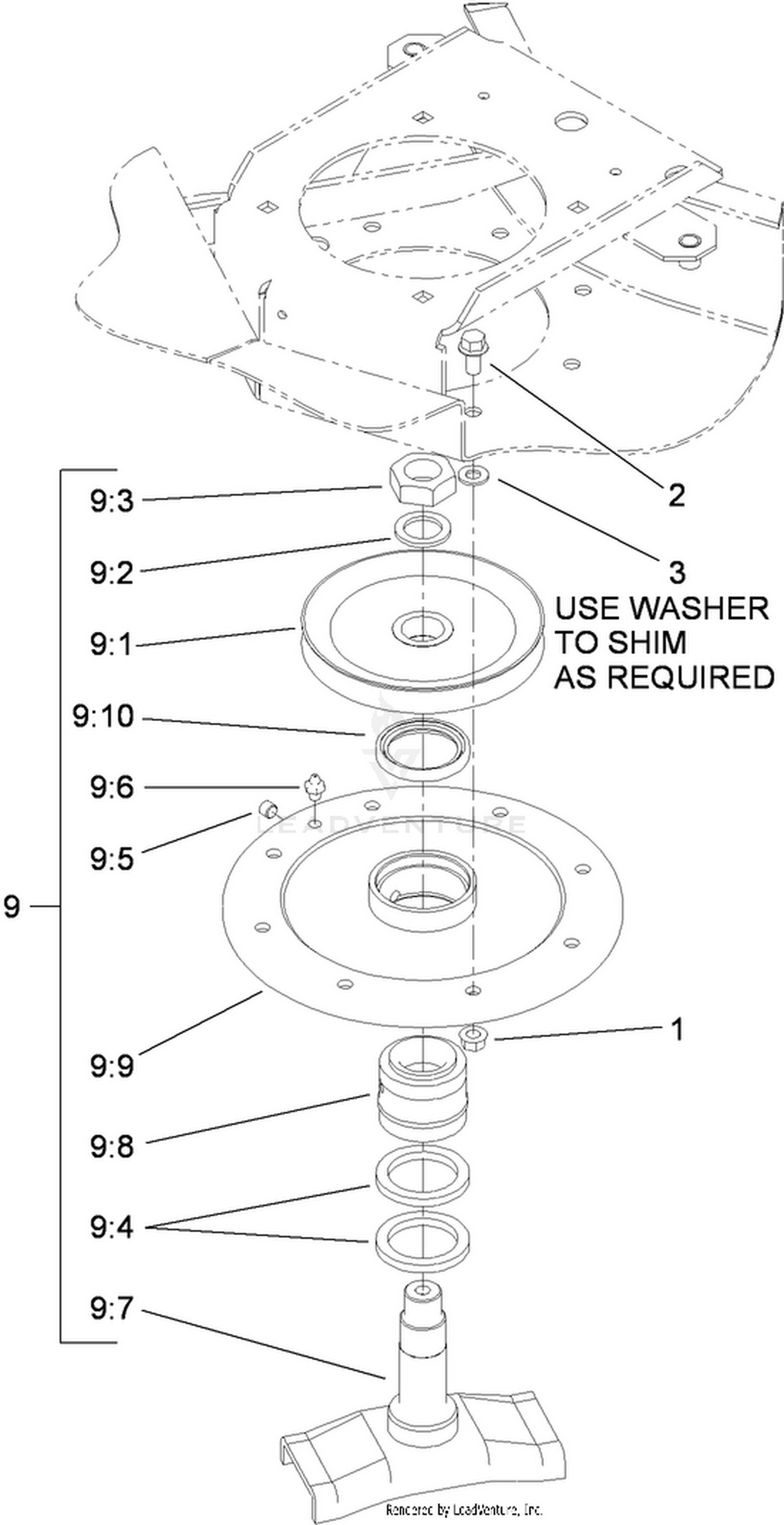 Center Spindle Assembly No. 95-3090