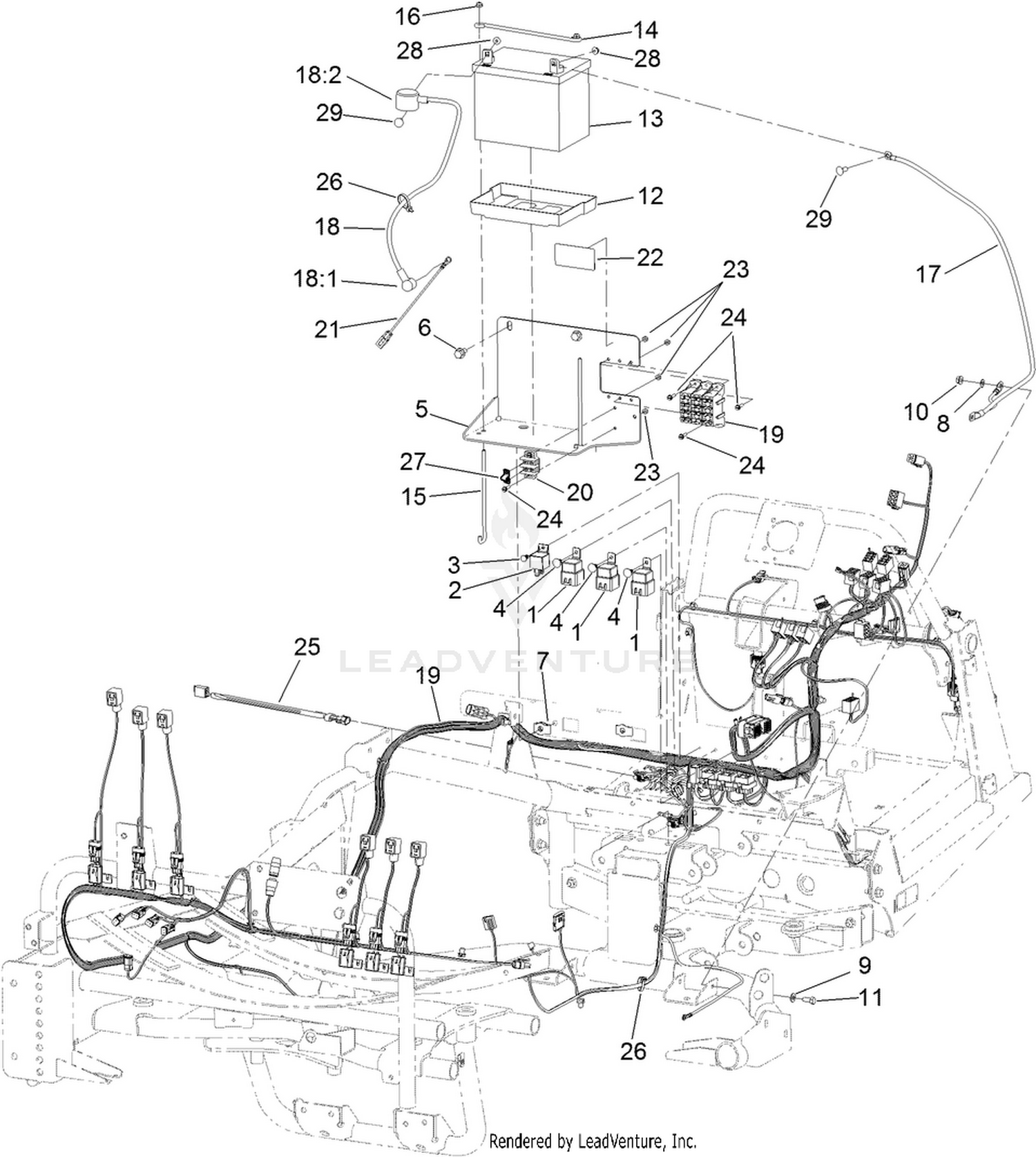 Main Wiring Harness and Battery Assembly
