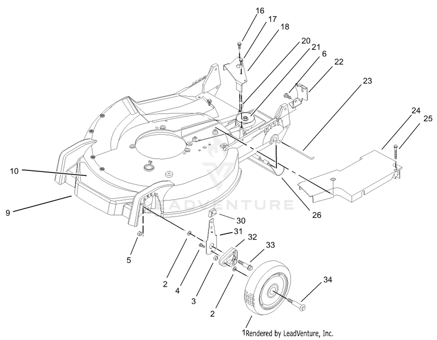 Housing, Handle Bracket and Wheel Assembly