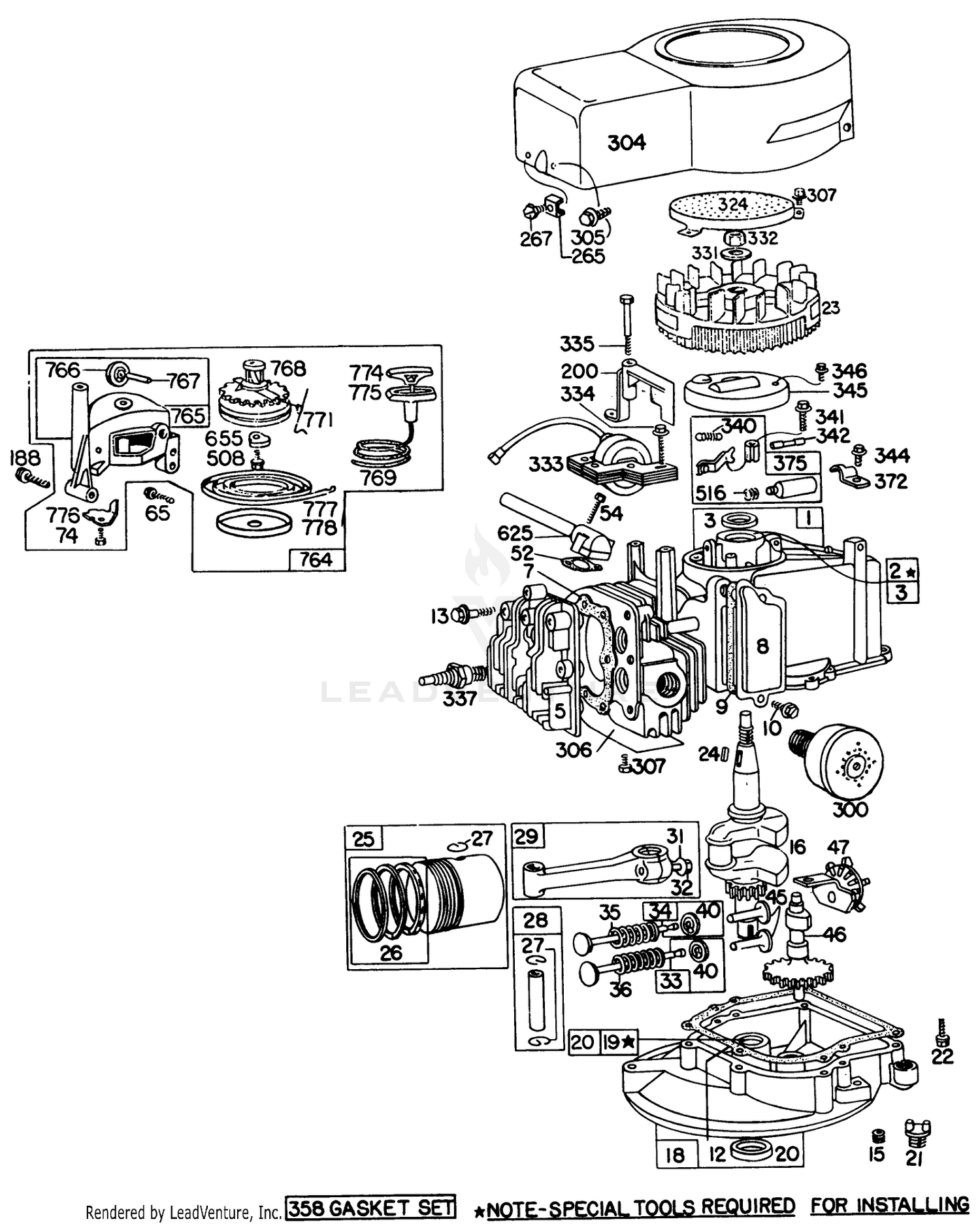 Engine Briggs  Stratton Model 92908-1743-01 For 21" Self-Propelled Model 16264