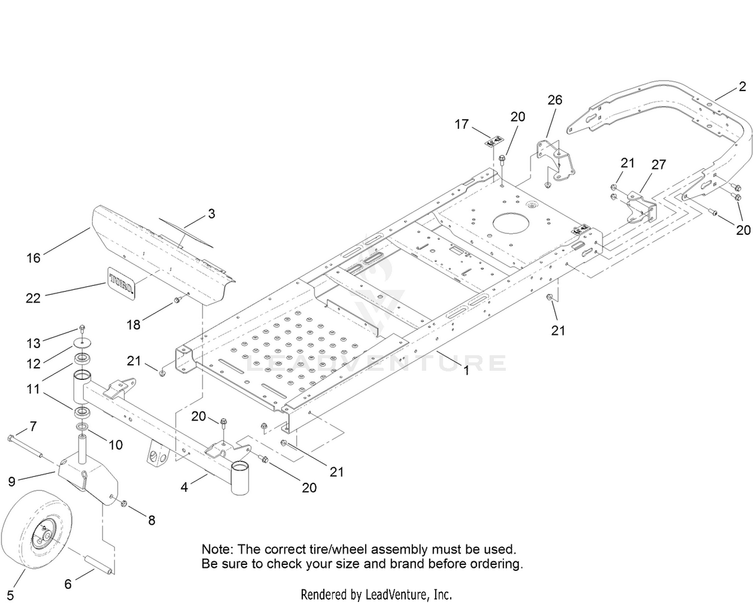 Frame, Front Axle and Caster Wheel Assembly