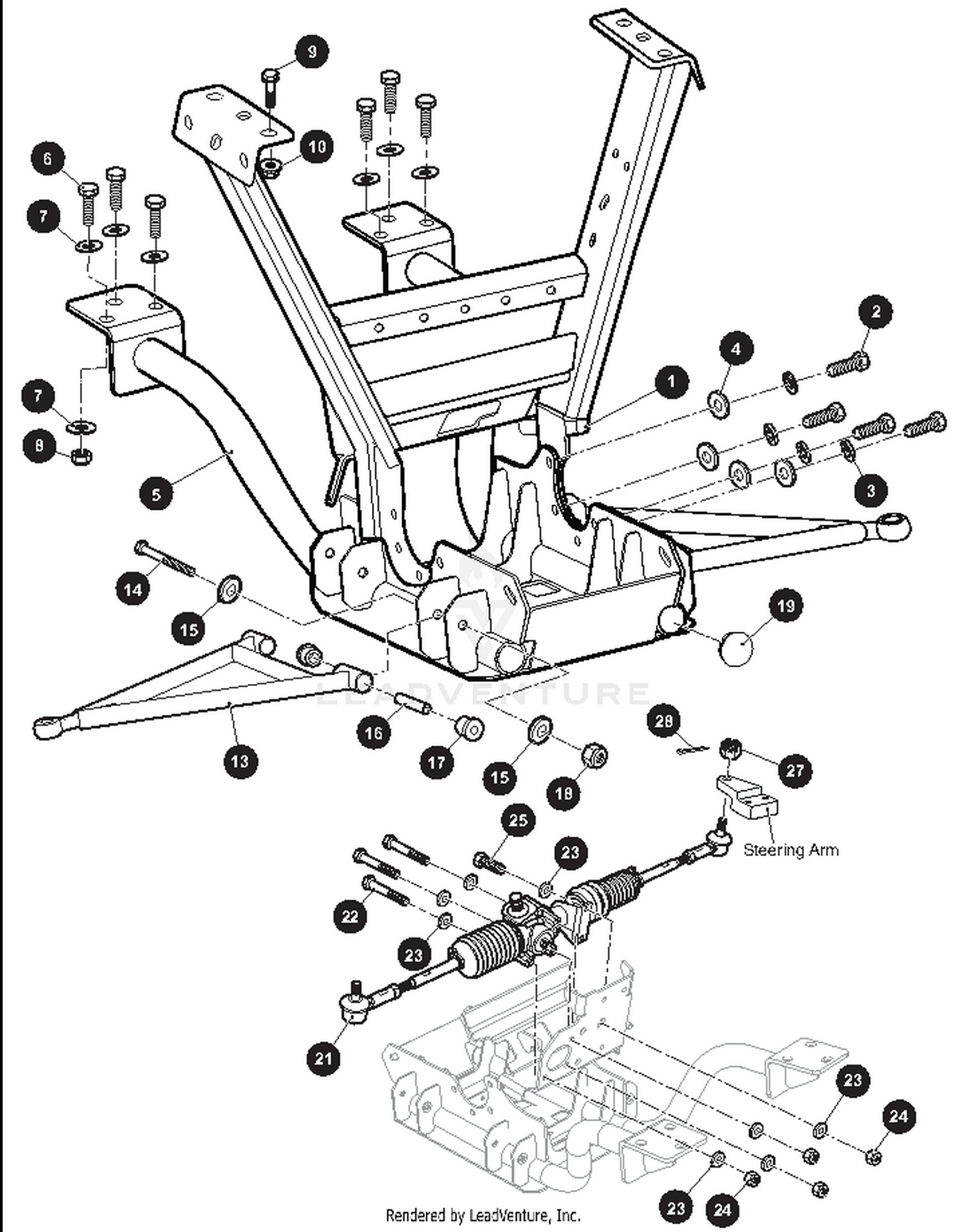 FRONT SUSPENSION AND STEERING