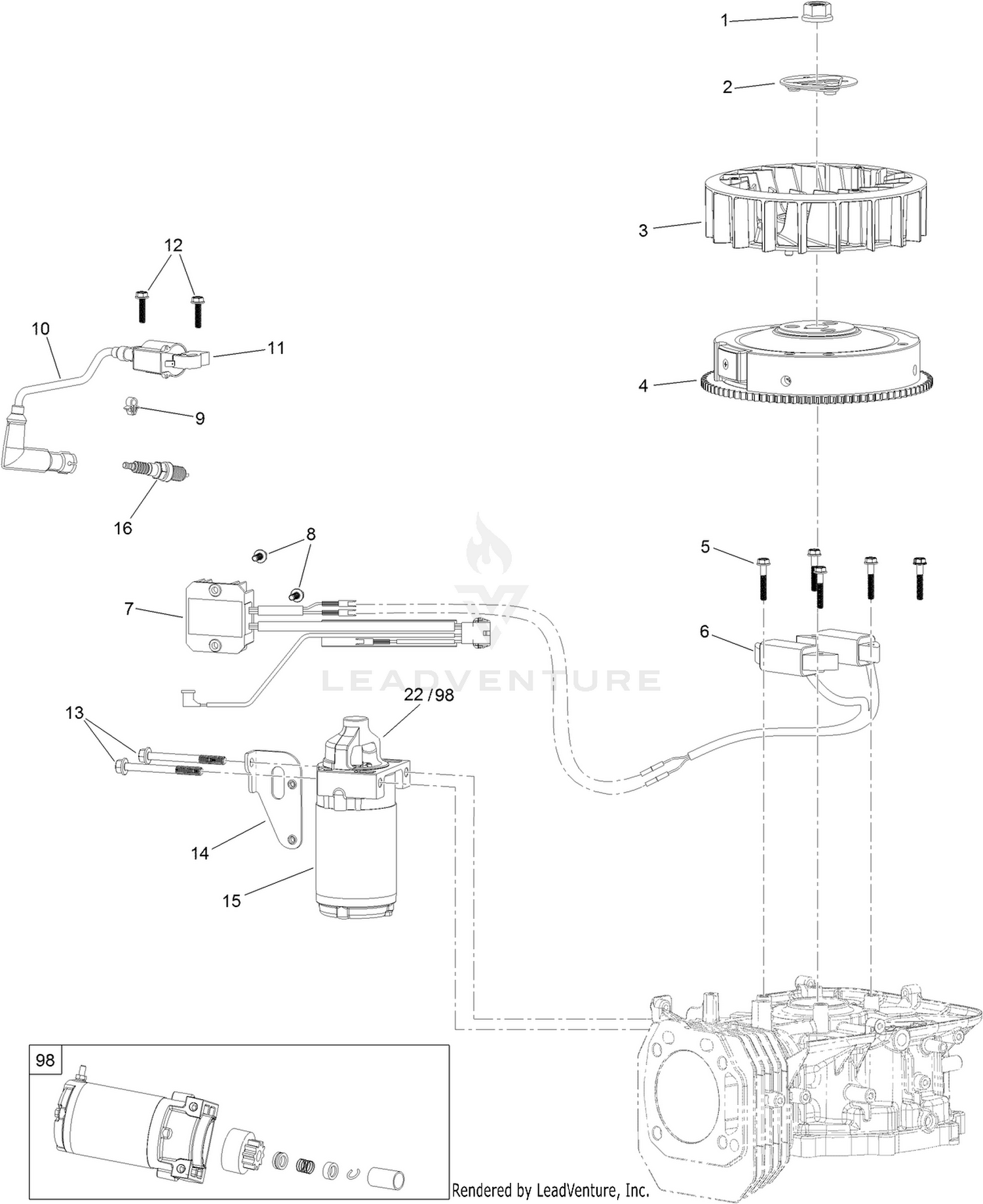 Ignition and Electrical Assembly  Engine Assembly No. 121-0412