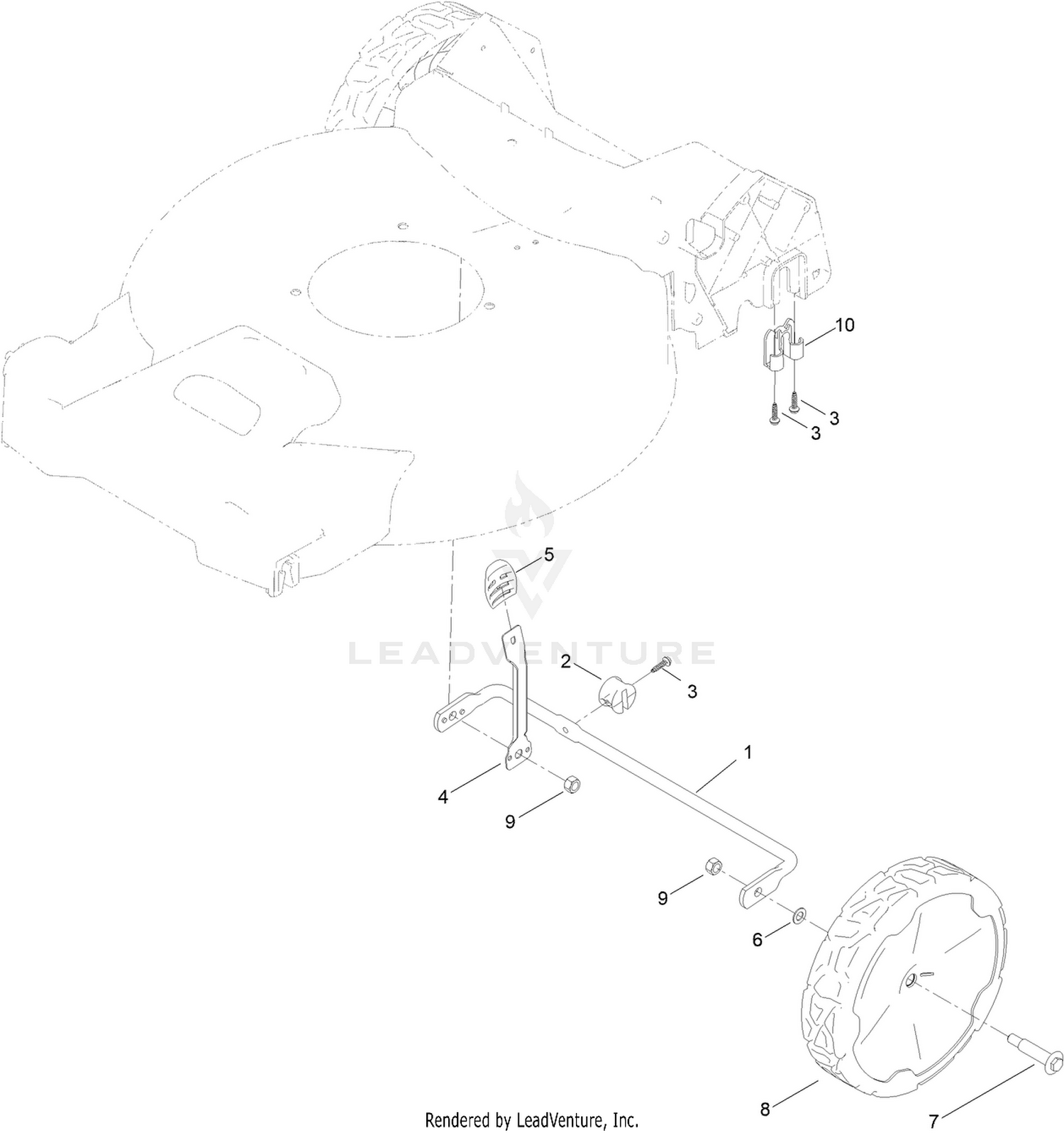 Rear Wheel and Height-of-Cut Assembly
