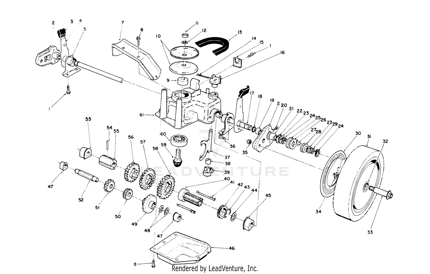 Gear Case Assembly (continued) (for Model 26625b-0900101 Thru 0900821)