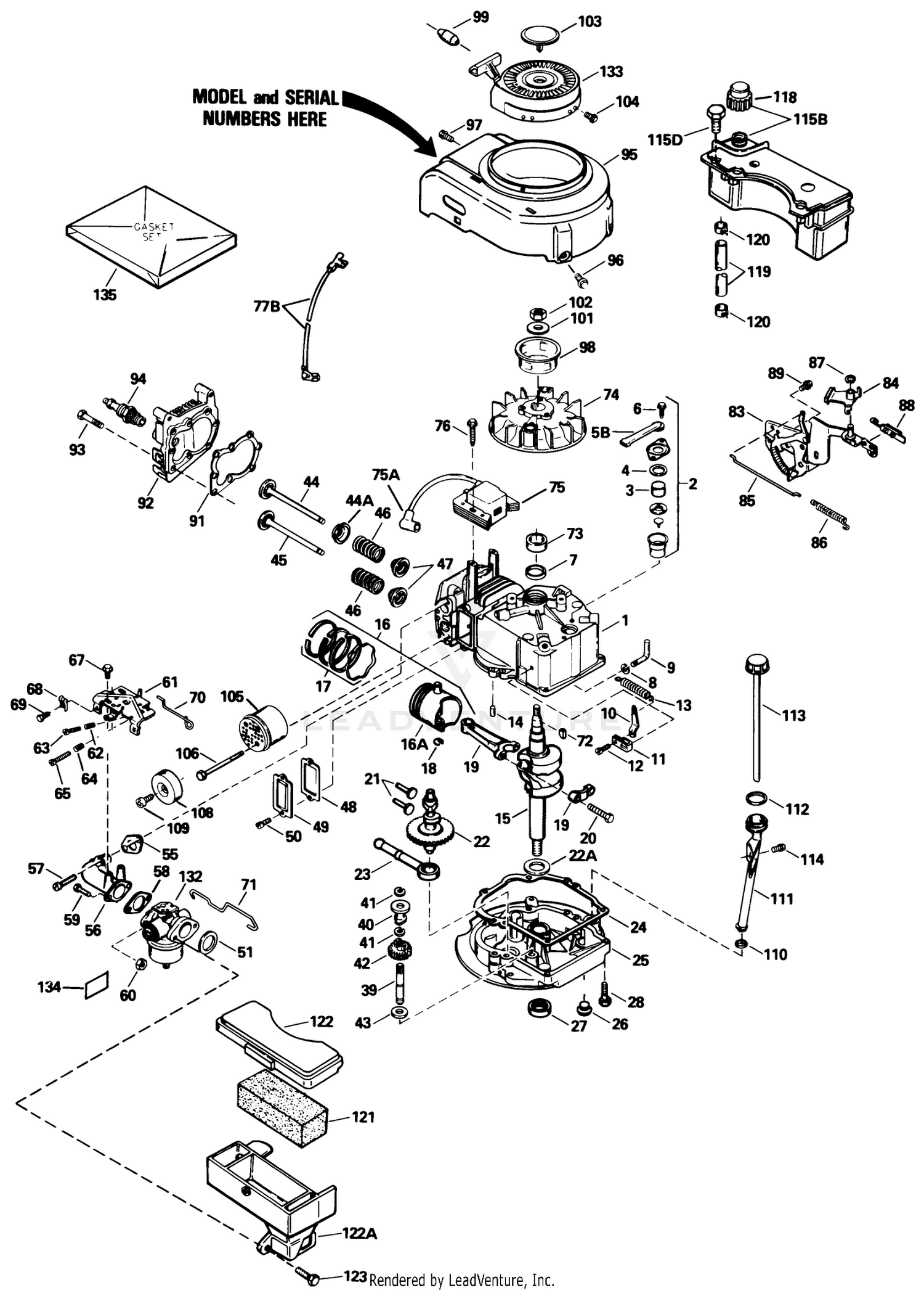 Engine Tecumseh Model No. Tvs100-44016b