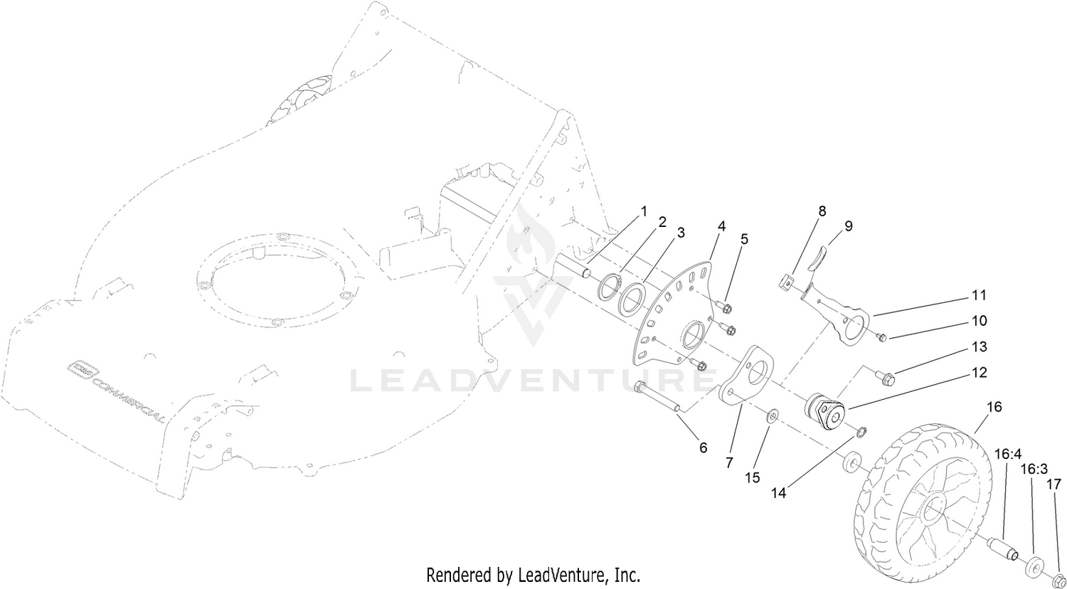 Rear Wheel and Height-of-Cut Assembly