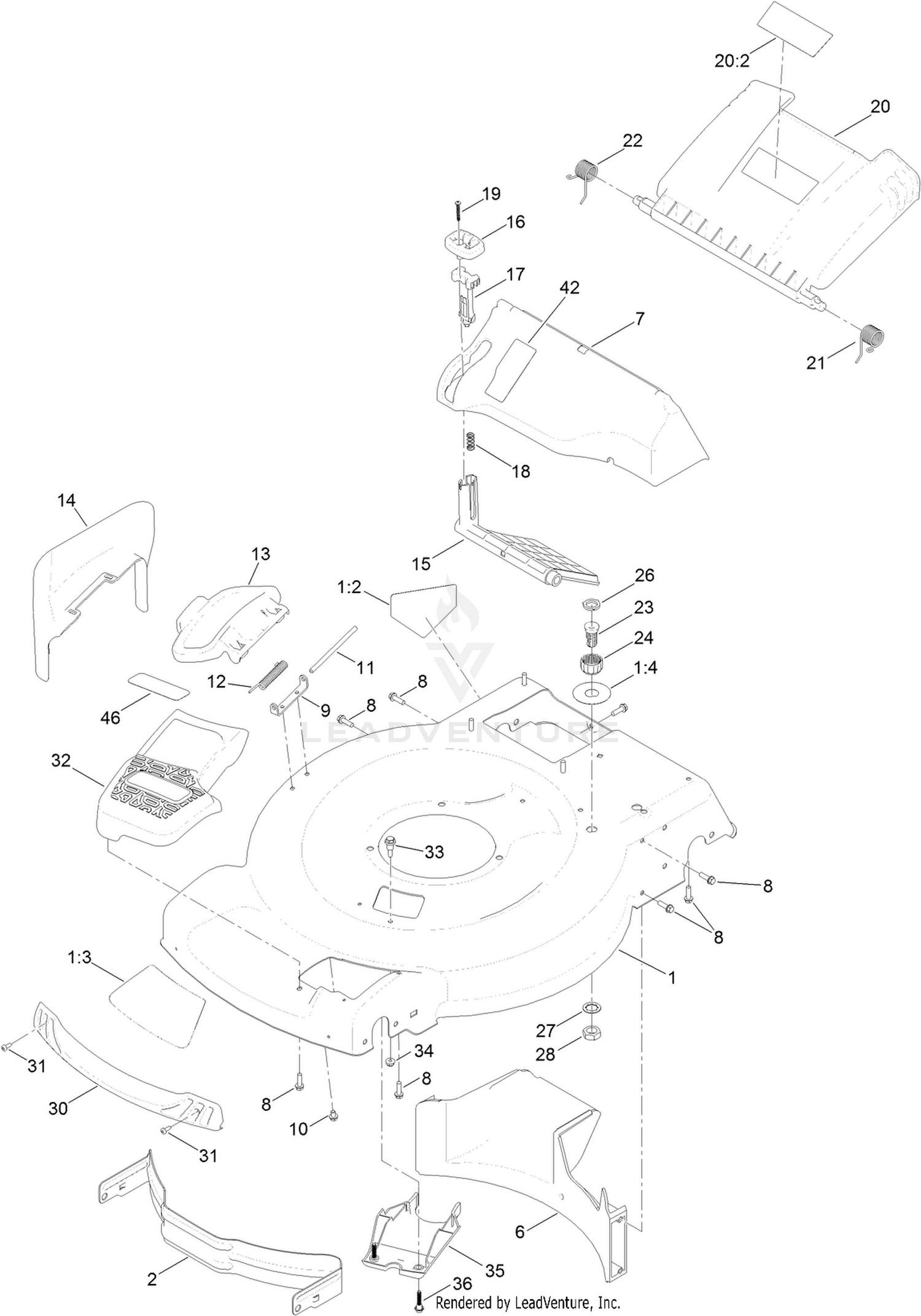 Housing and Rear Deflector Assembly