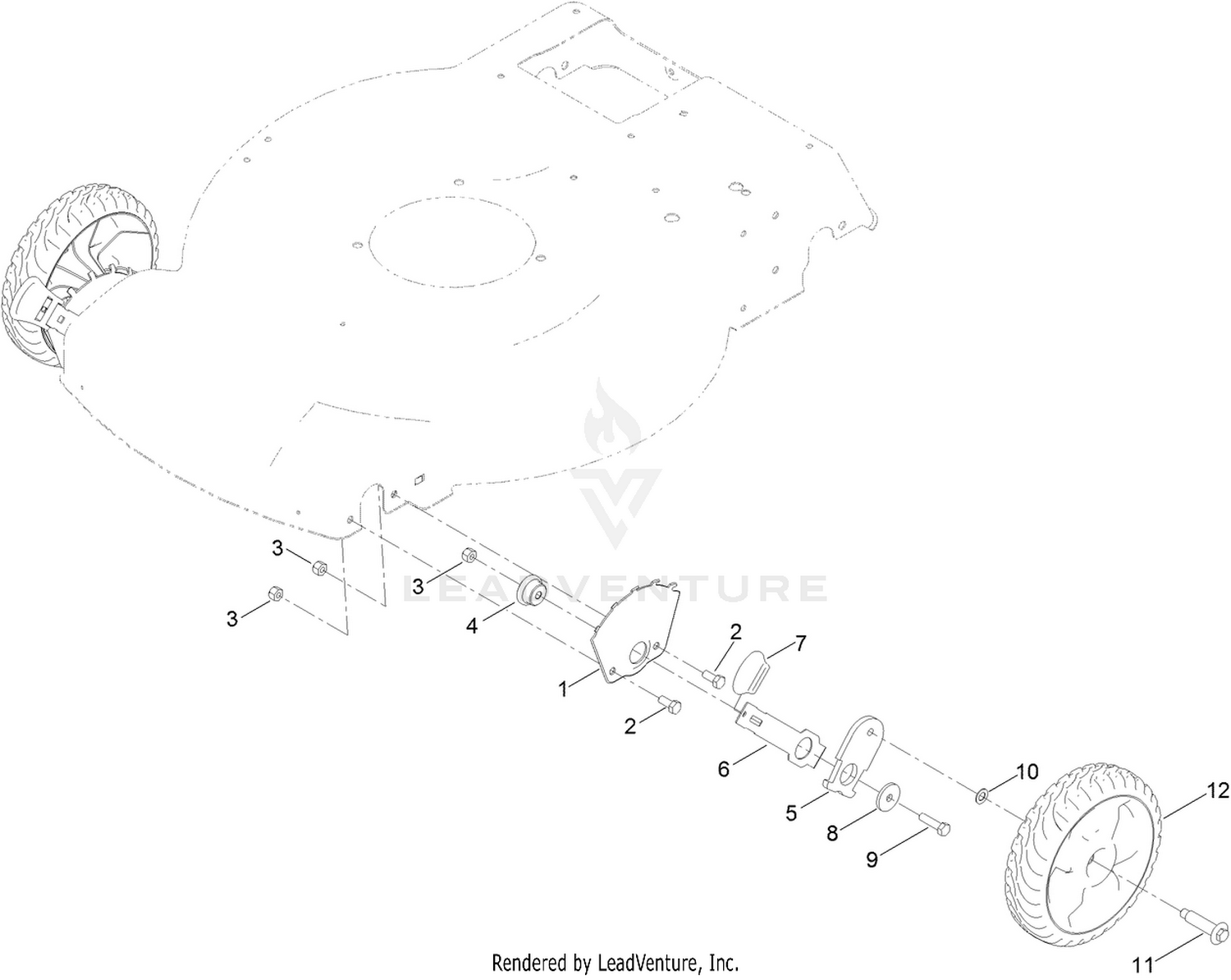 Front Wheel and Height-of-Cut Assembly