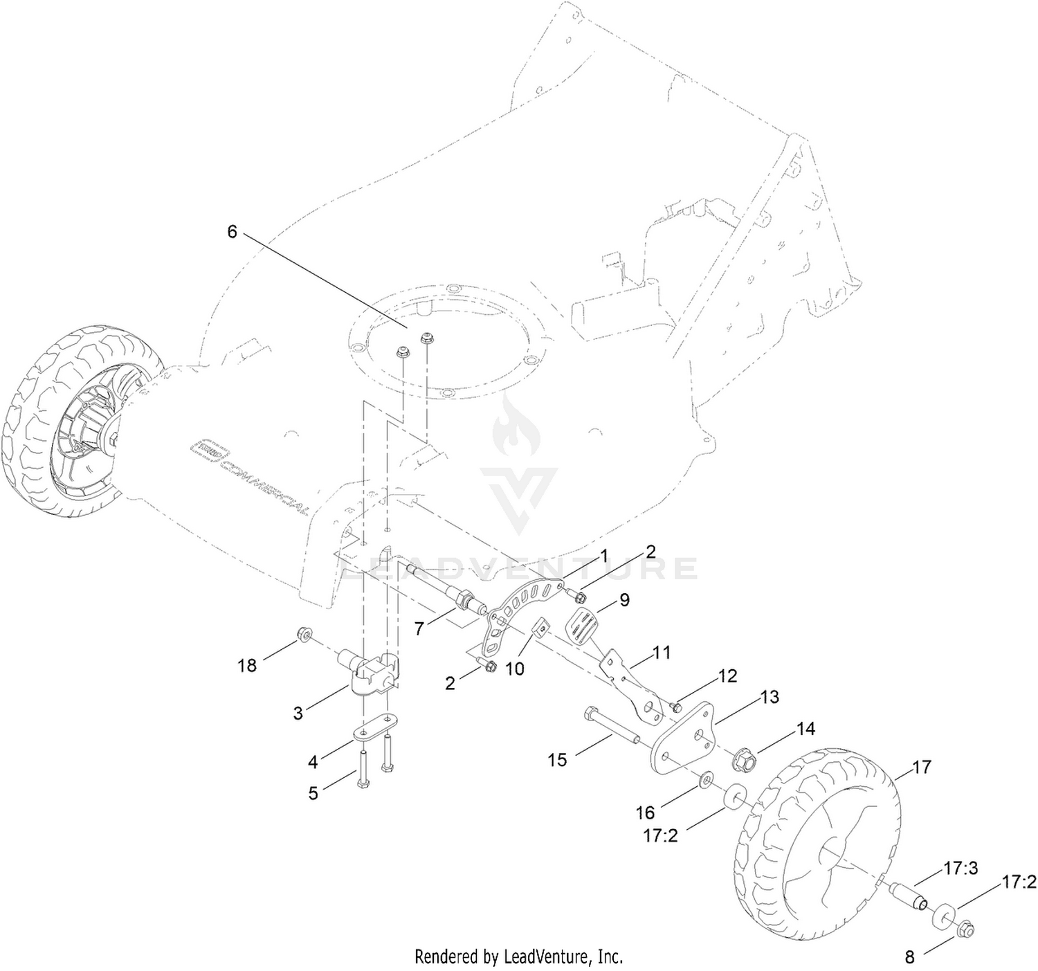 Front Wheel and Height-of-Cut Assembly
