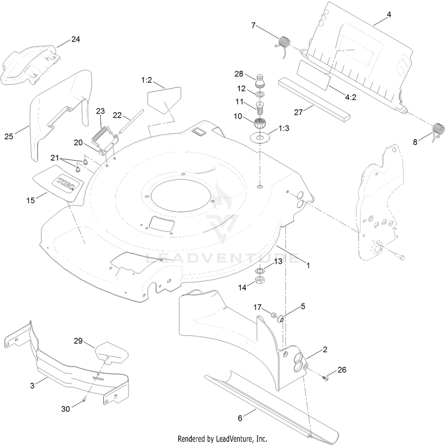 Housing and Rear Deflector Assembly