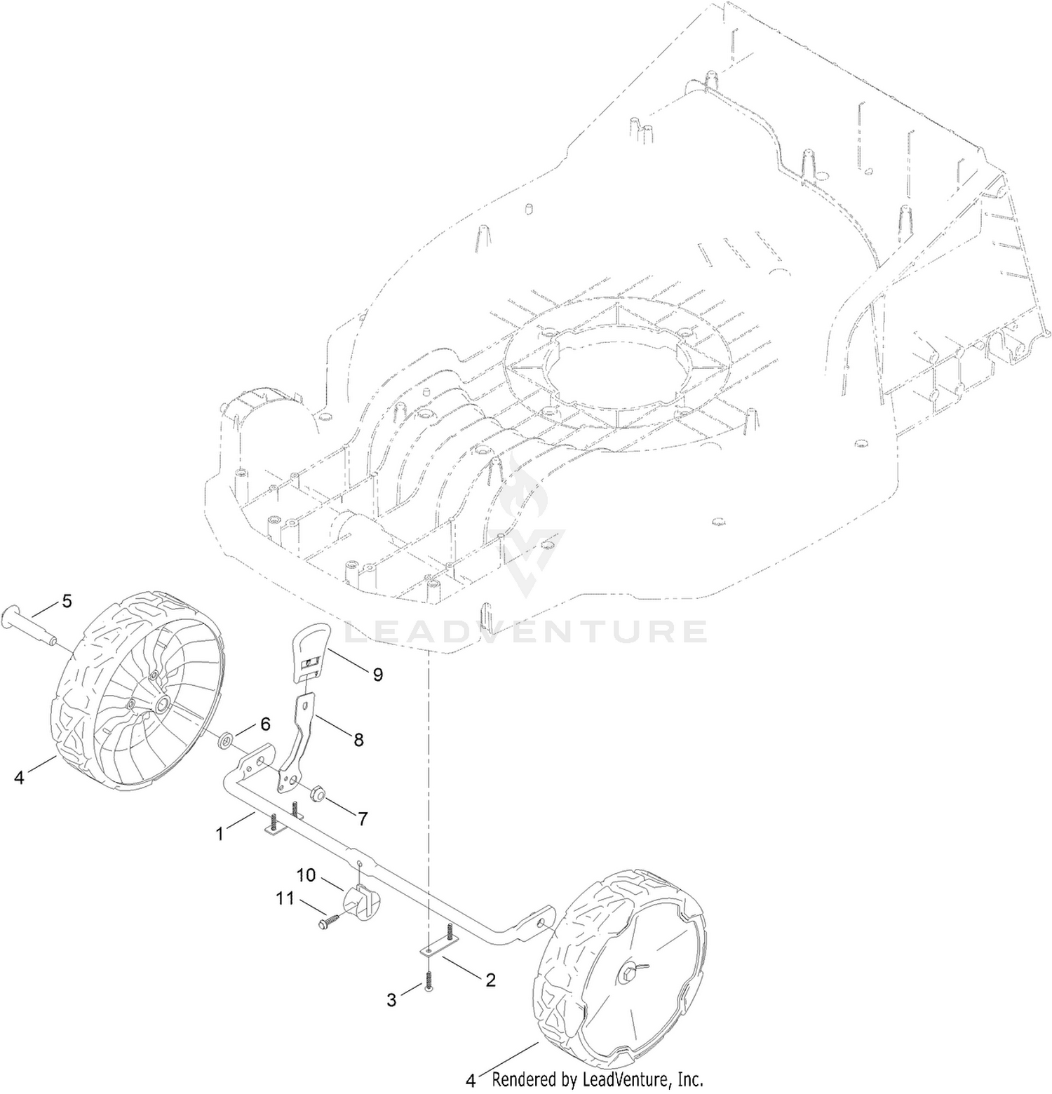 Front Wheel and Height-of-Cut Assembly