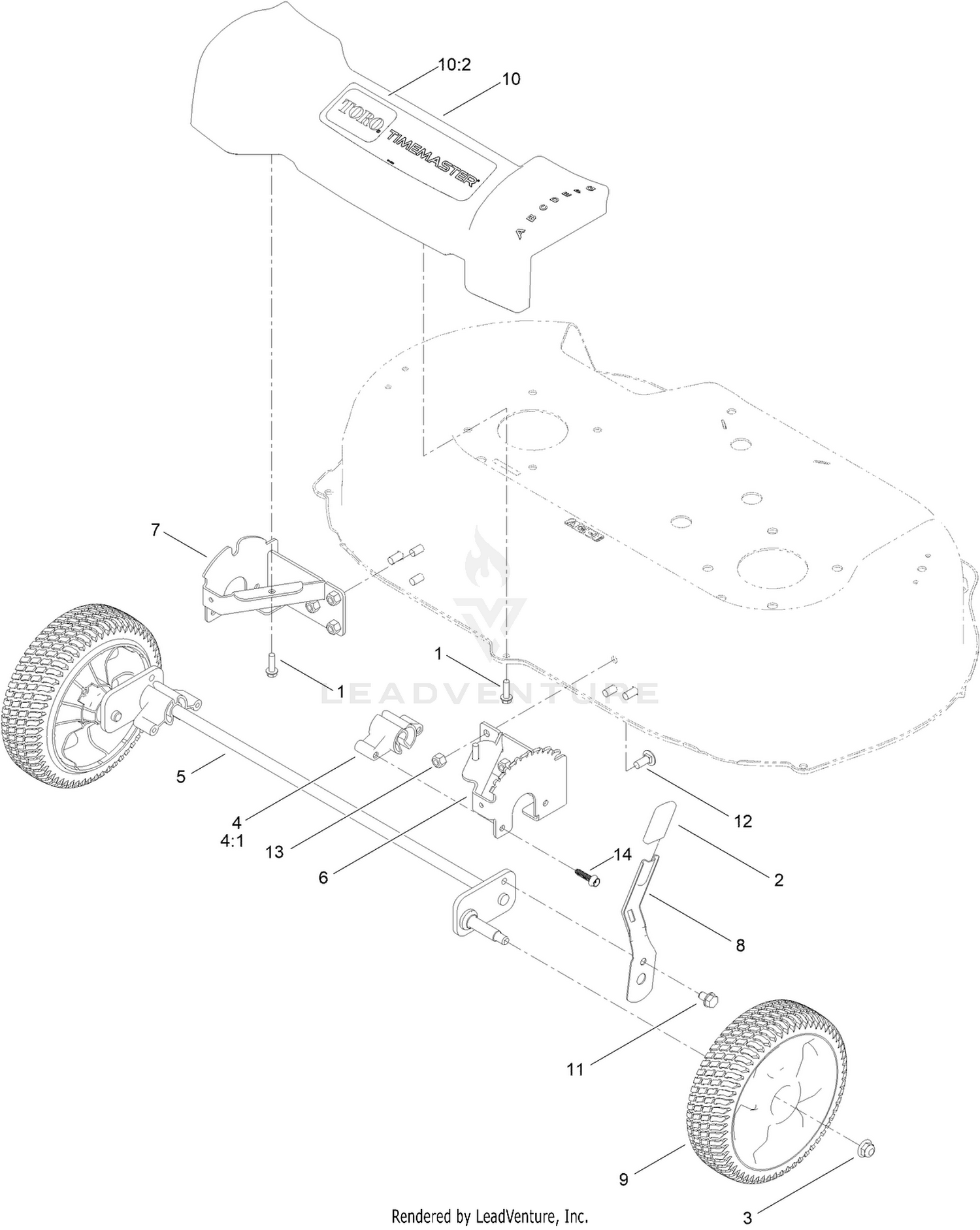 Front Wheel and Height-of-Cut Assembly