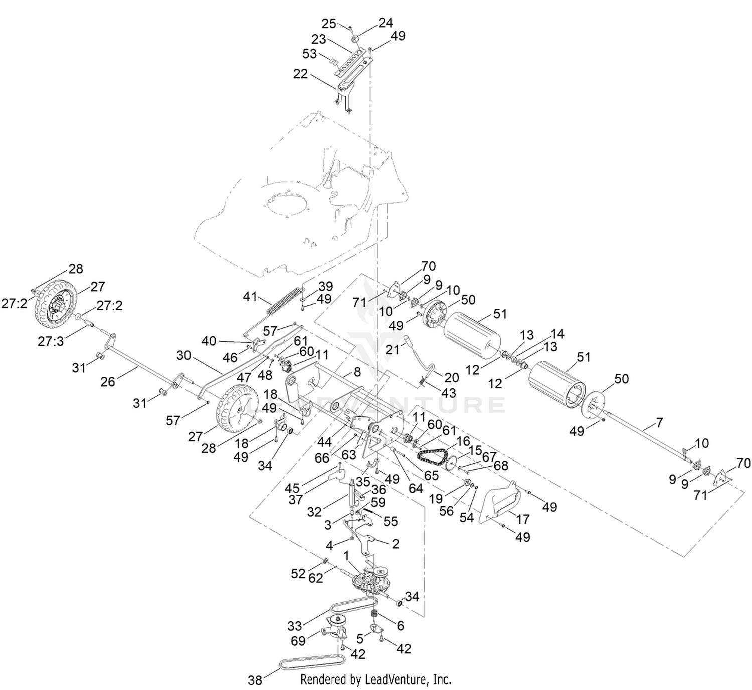 Traction and Height-of-Cut Assembly