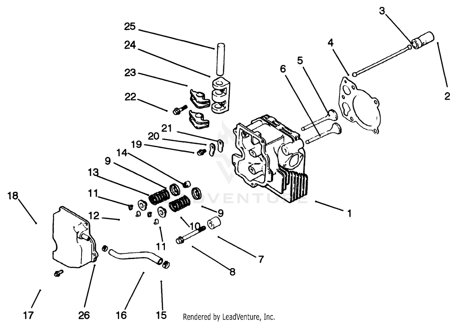 Cylinder Head/valve/breather-Engine Kohler Model No. Cv14 S-1429