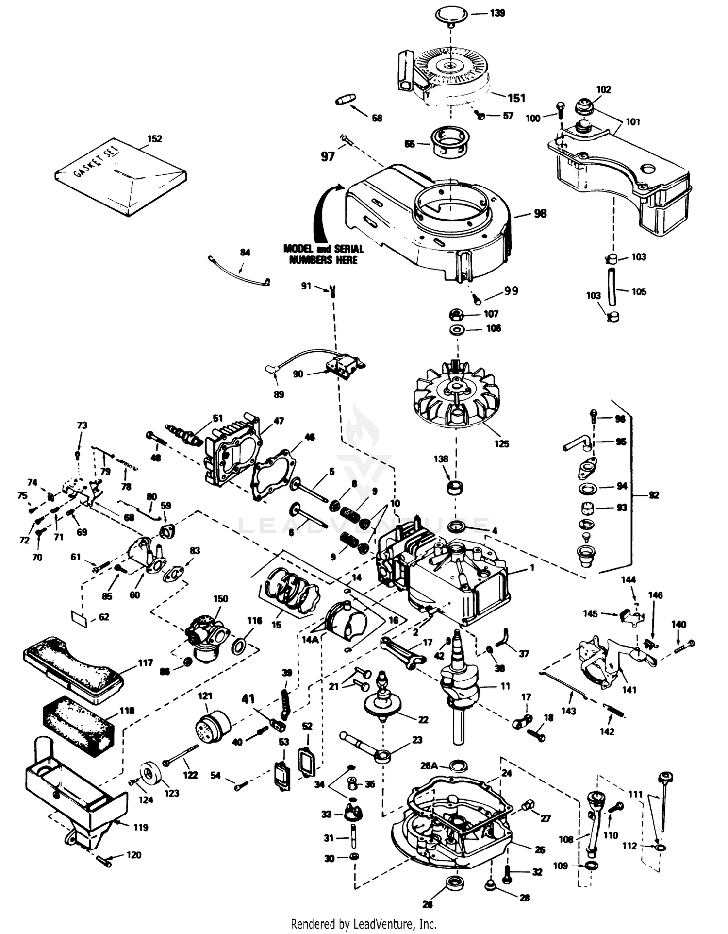 Engine Tecumseh Model No. Tvs100-44012a