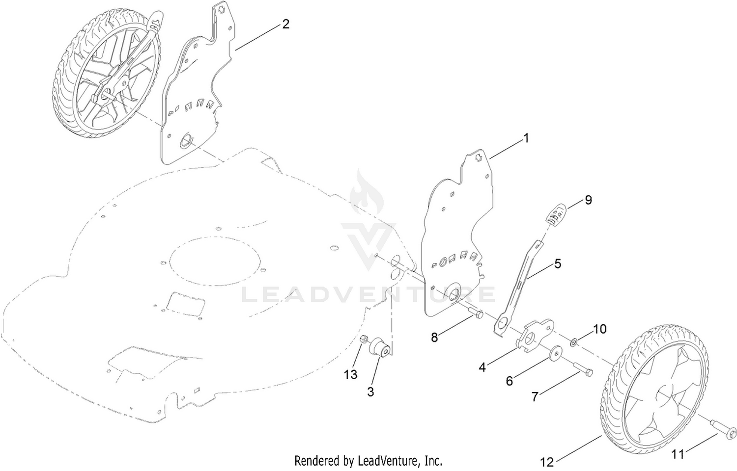 Rear Wheel Height-of-Cut Assembly