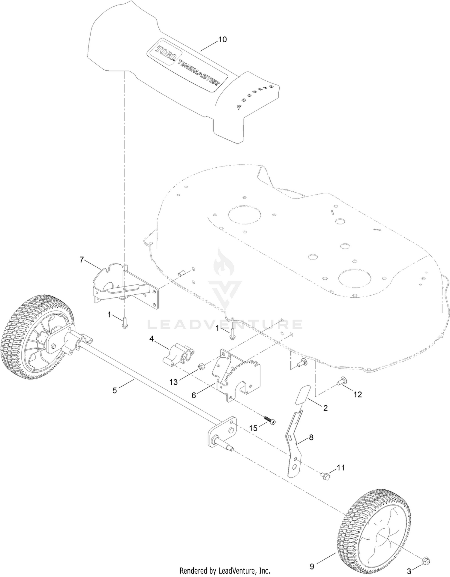 Front Wheel and Height-of-Cut Assembly