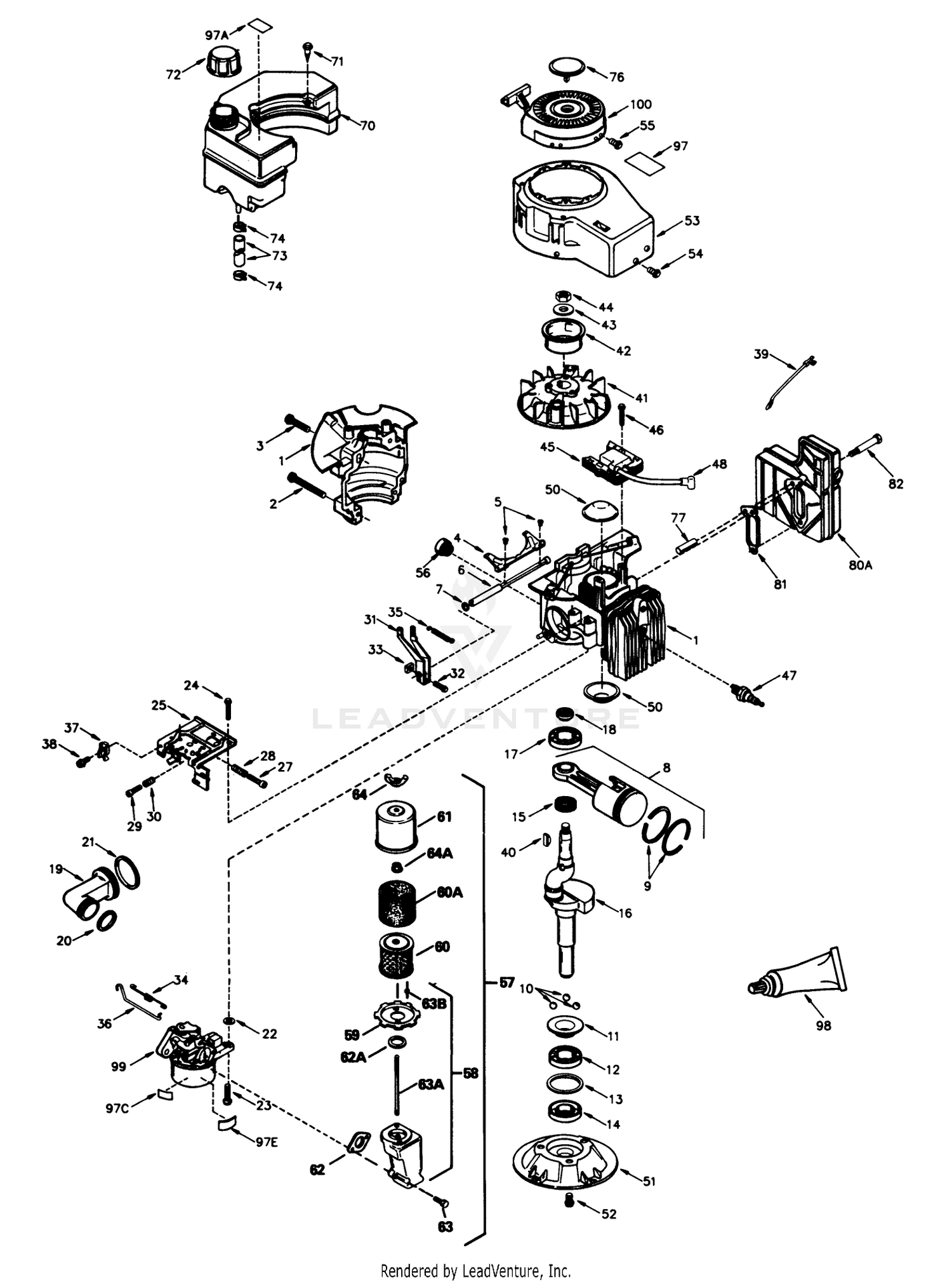 Engine Tecumseh Model No. Tvs840-8014b