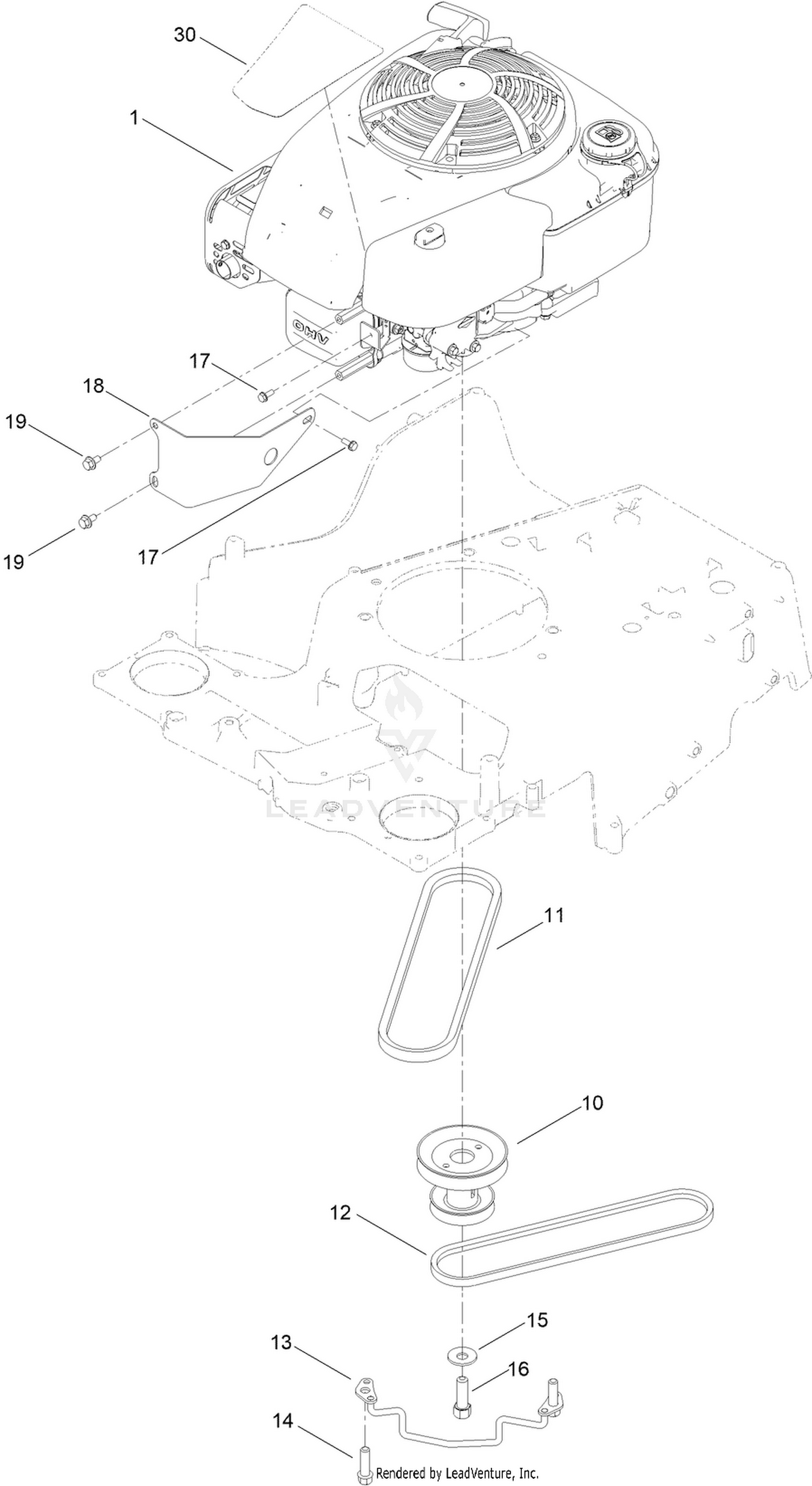 Engine and Belt Assembly