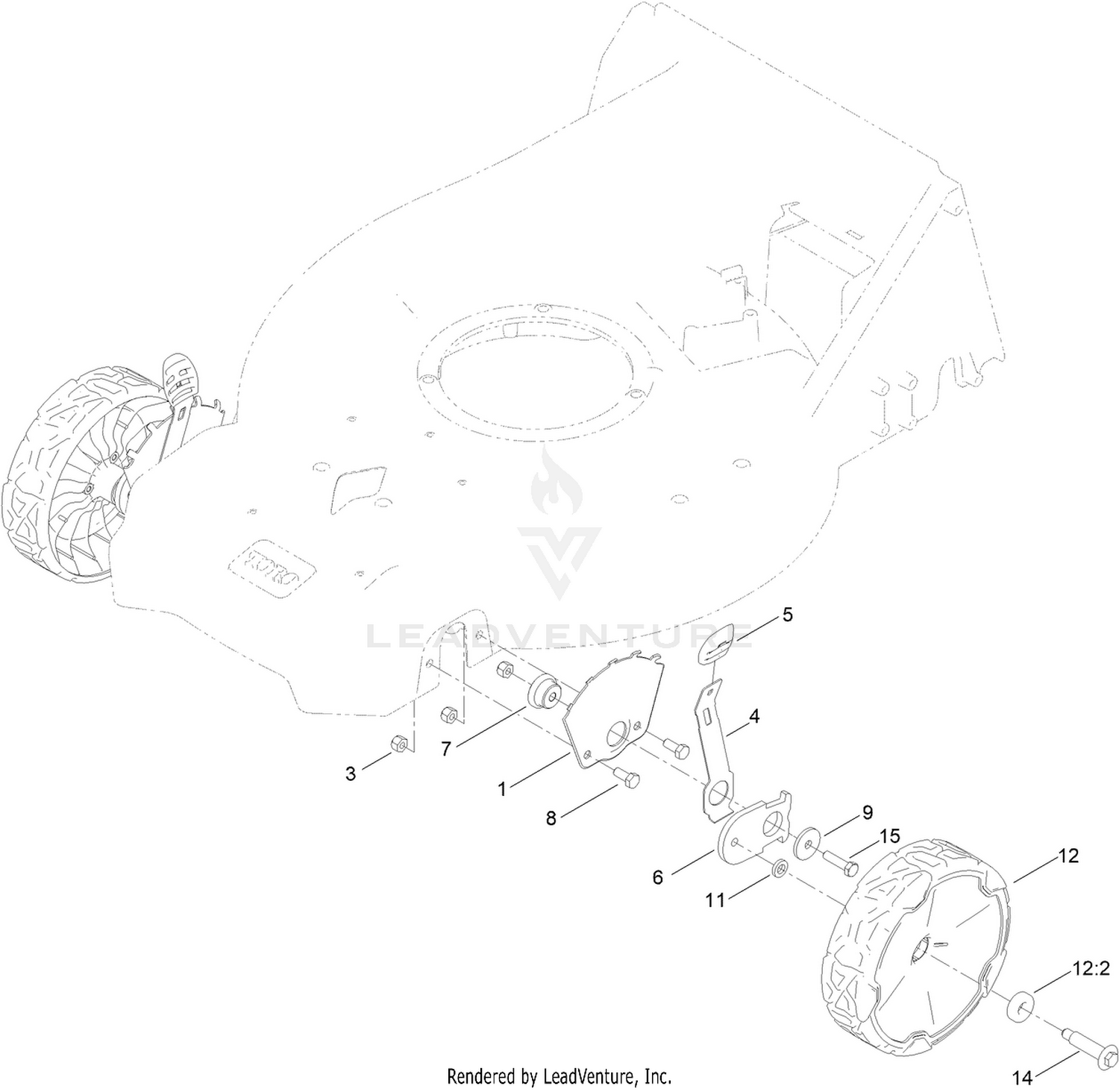 Front Wheel and Height-of-Cut Assembly