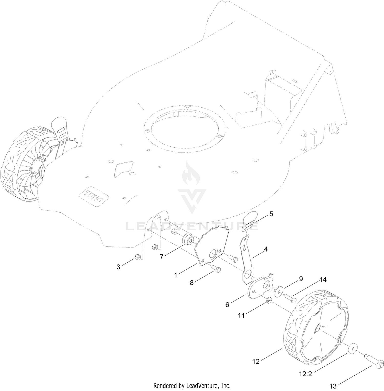 Front Wheel and Height-of-Cut Assembly