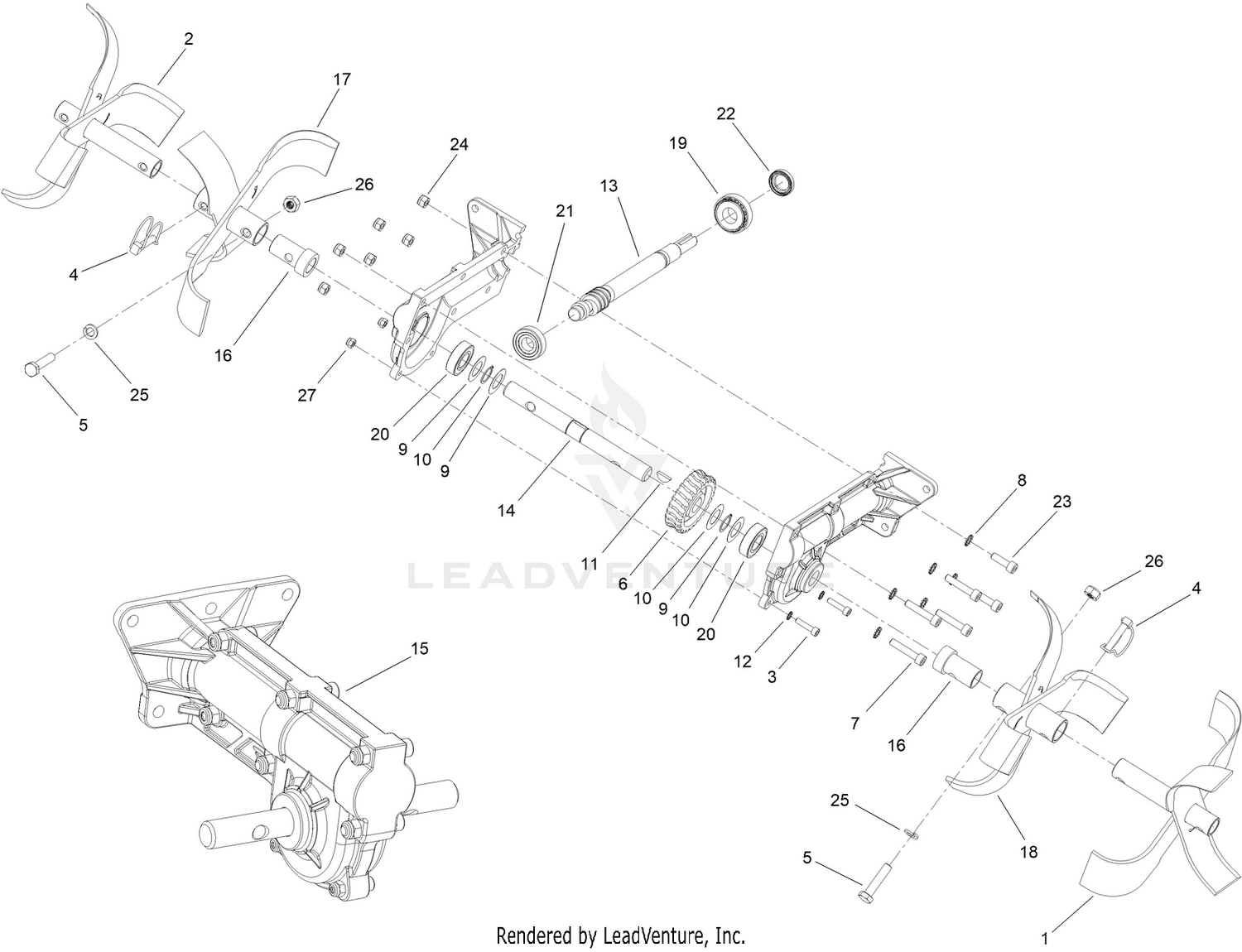 Tines and Transmission Assembly