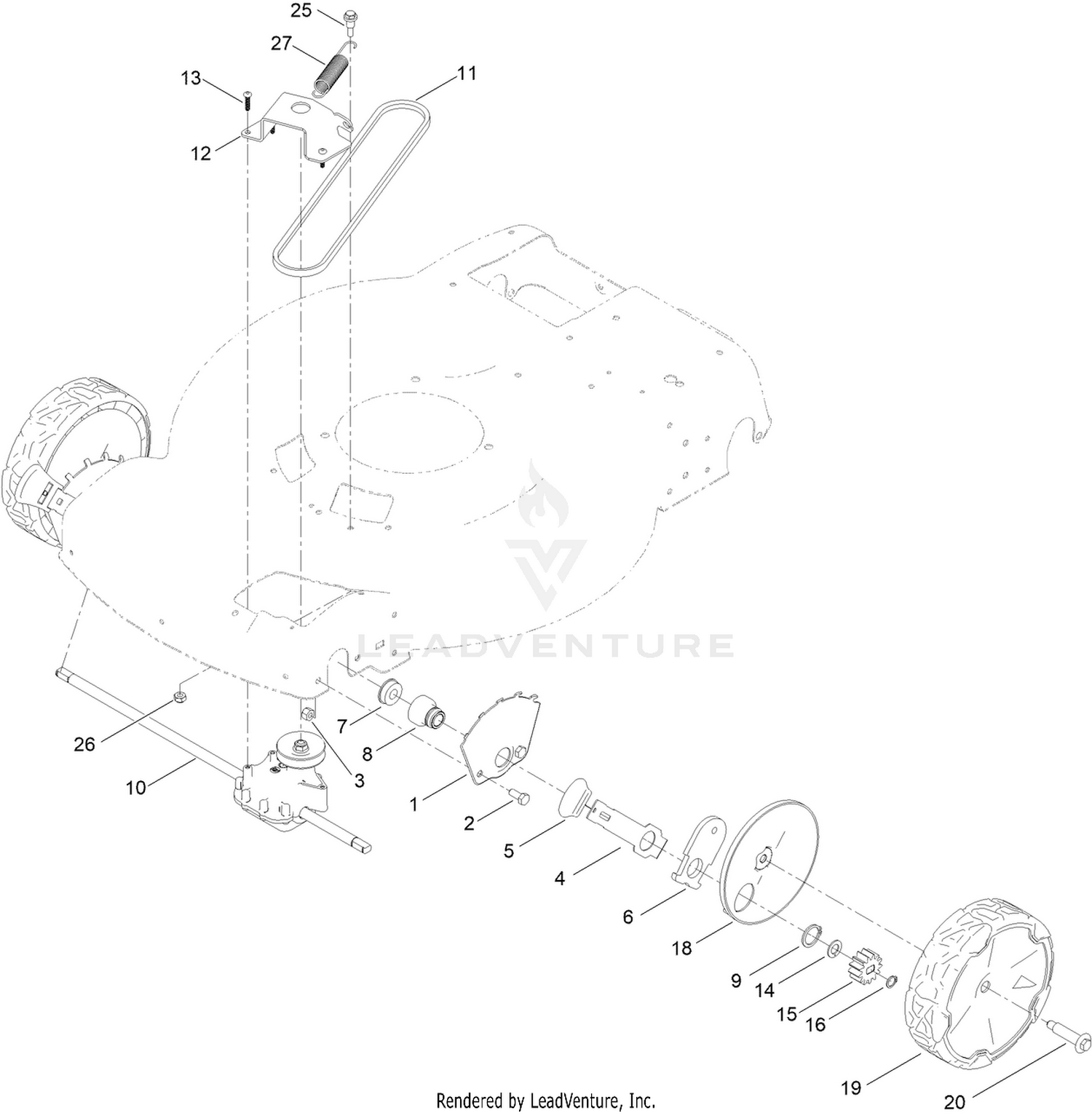Front Wheel and Height-of-Cut Assembly